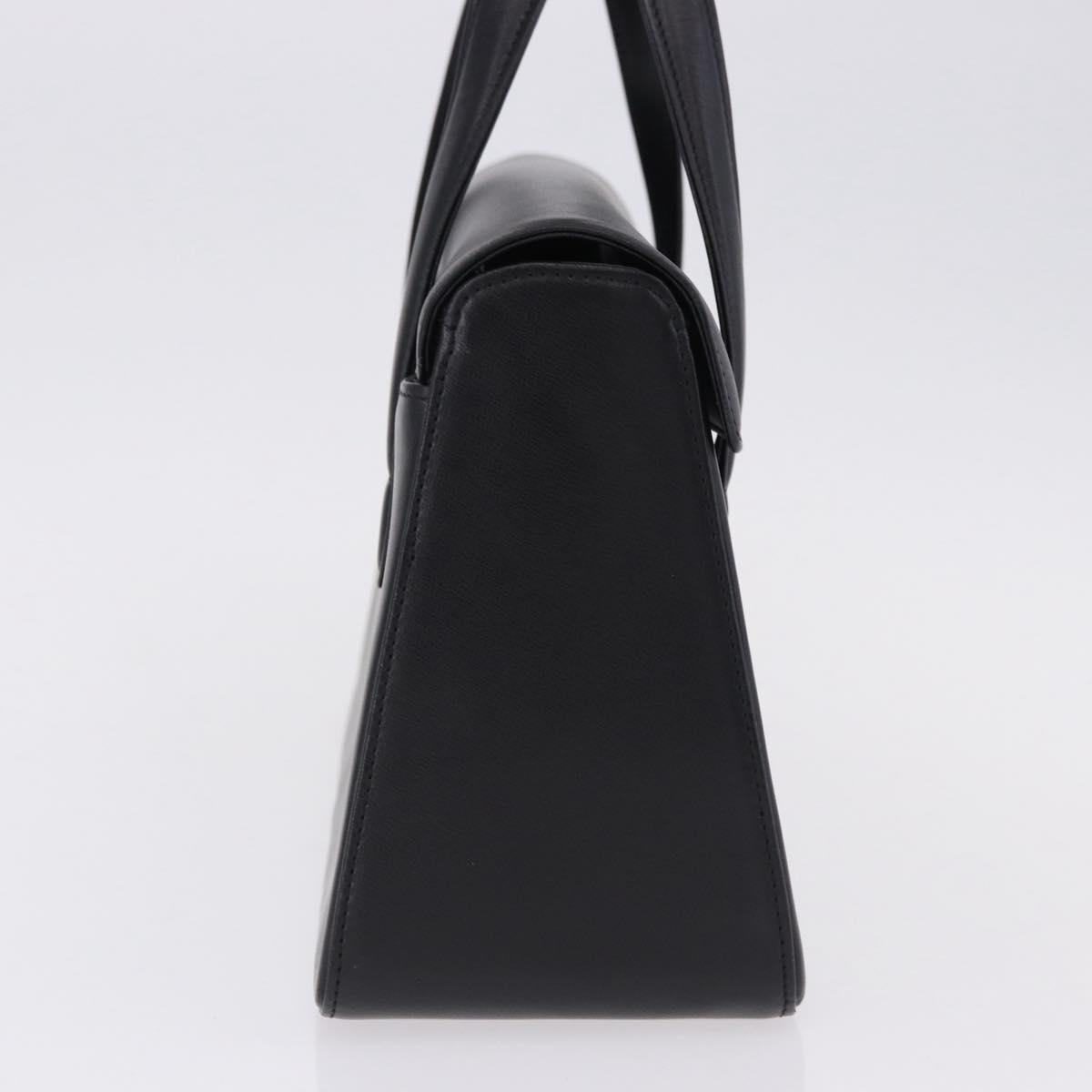 GIVENCHY Hand Bag Leather Black Gold Auth BA14377