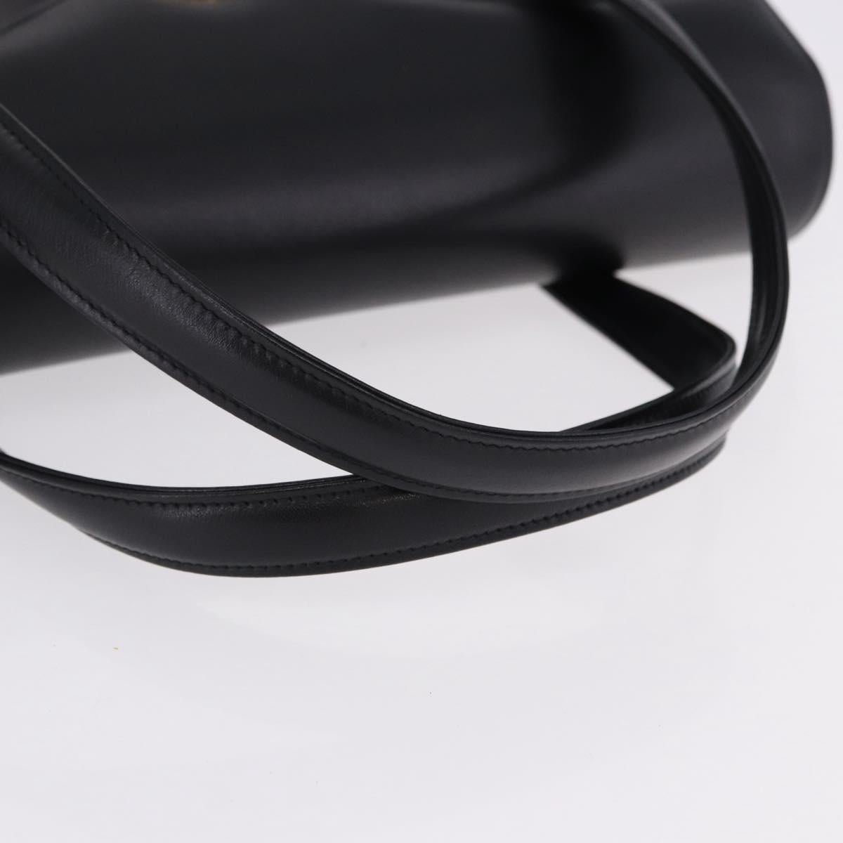 GIVENCHY Hand Bag Leather Black Gold Auth BA14377