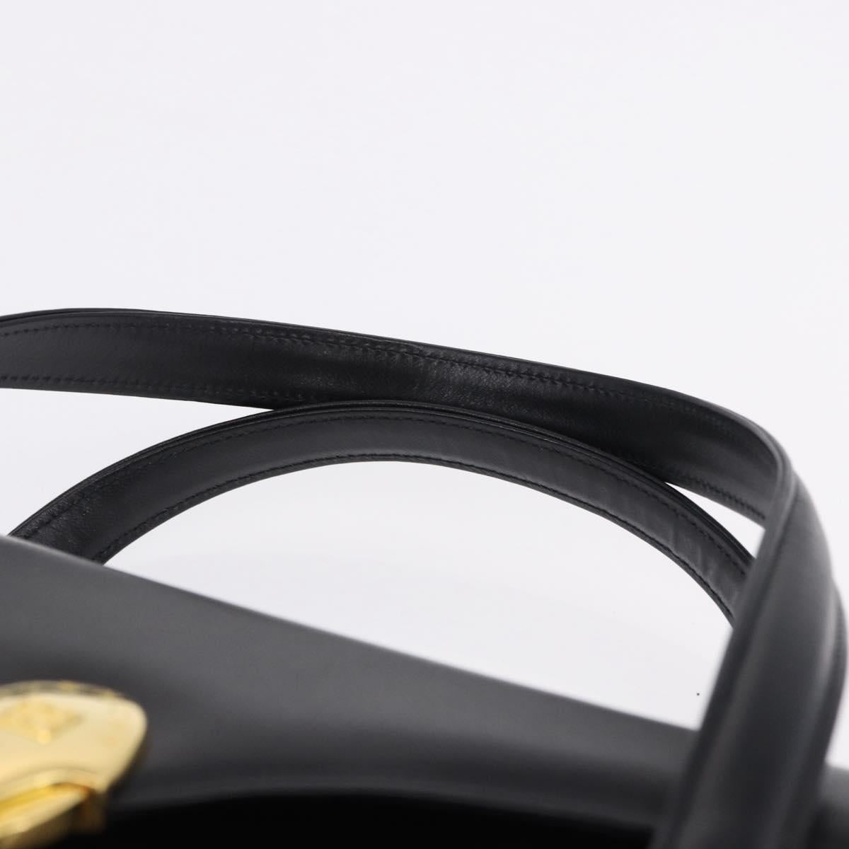 GIVENCHY Hand Bag Leather Black Gold Auth BA14377