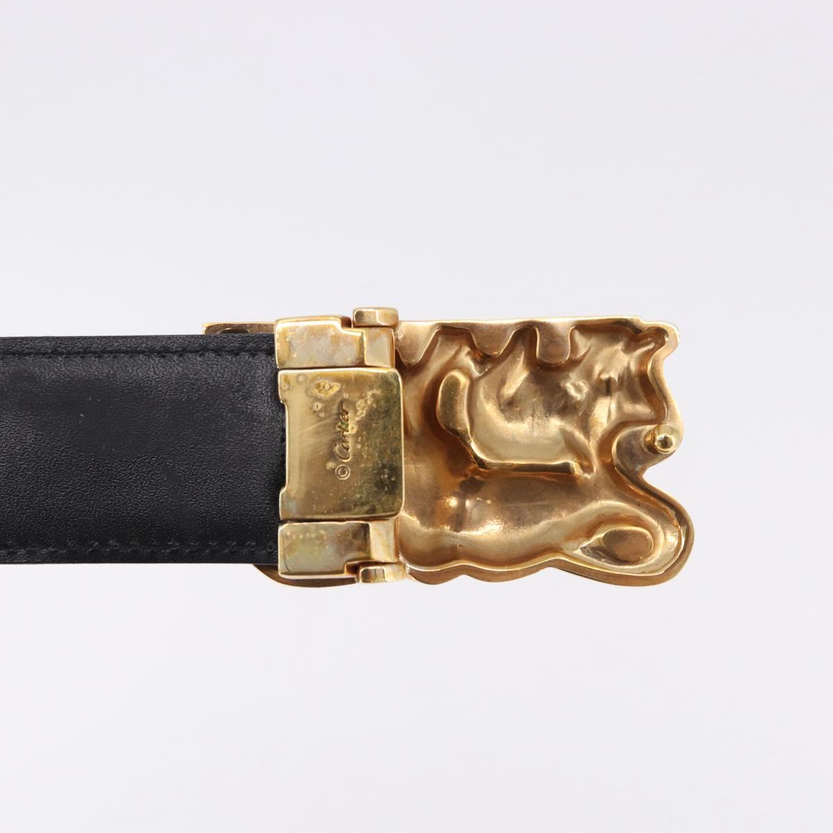 CARTIER Belt Leather 40.9"" Black Gold Auth BA14379