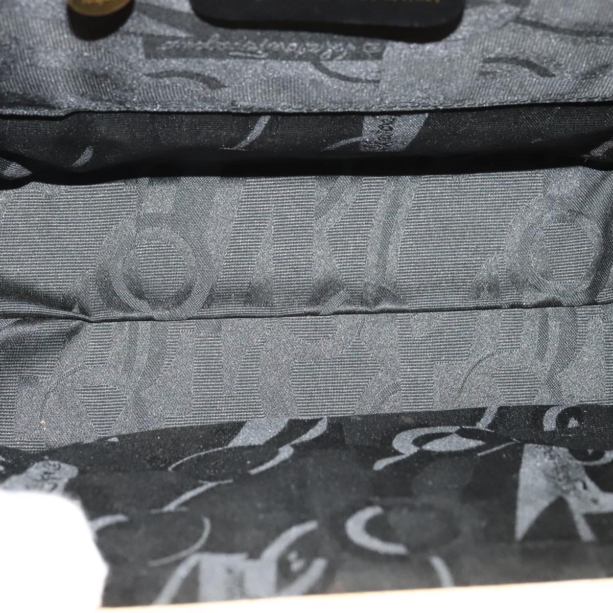 Salvatore Ferragamo Vala Hand Bag Suede Beige Gold Auth BA1438