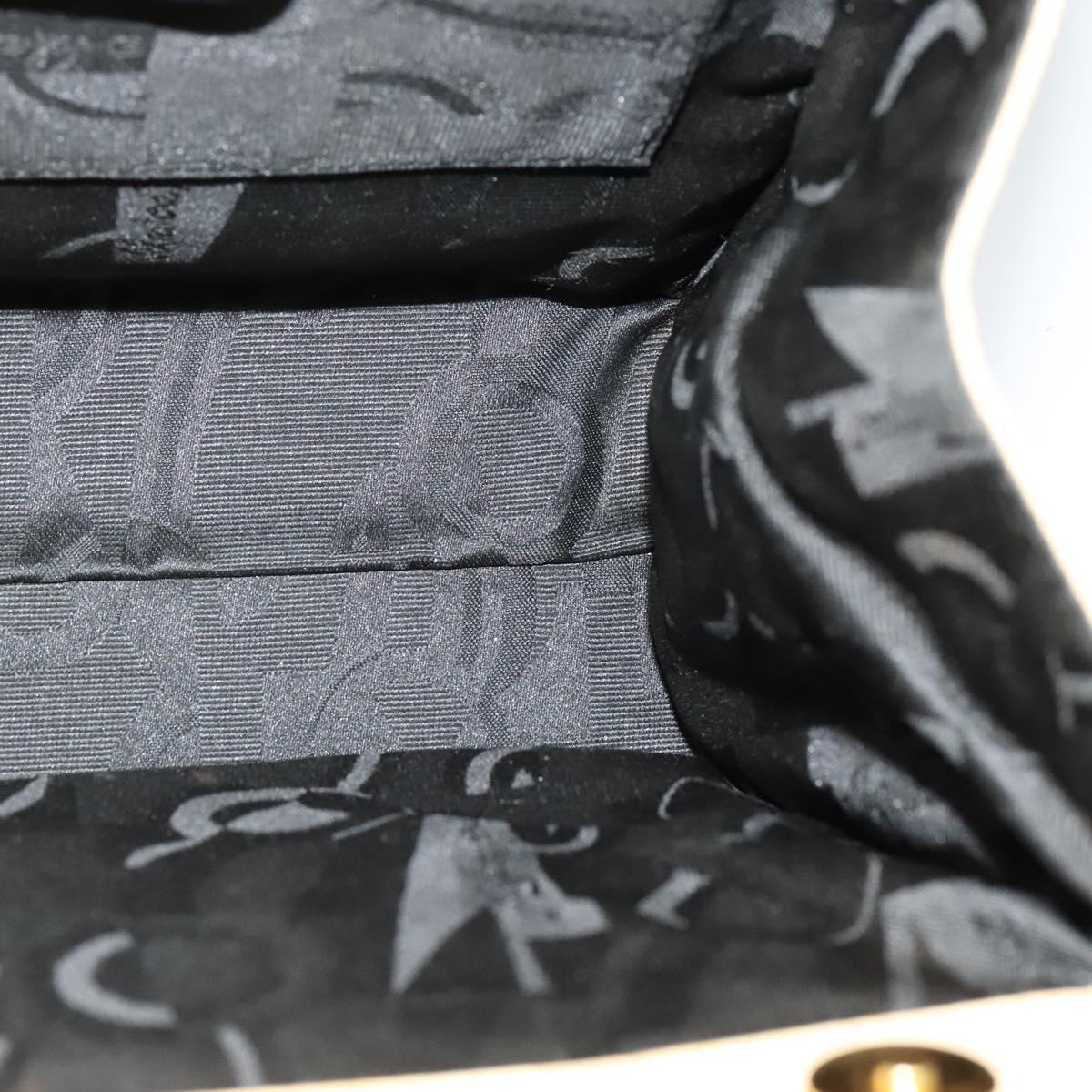 Salvatore Ferragamo Vala Hand Bag Suede Beige Gold Auth BA1438