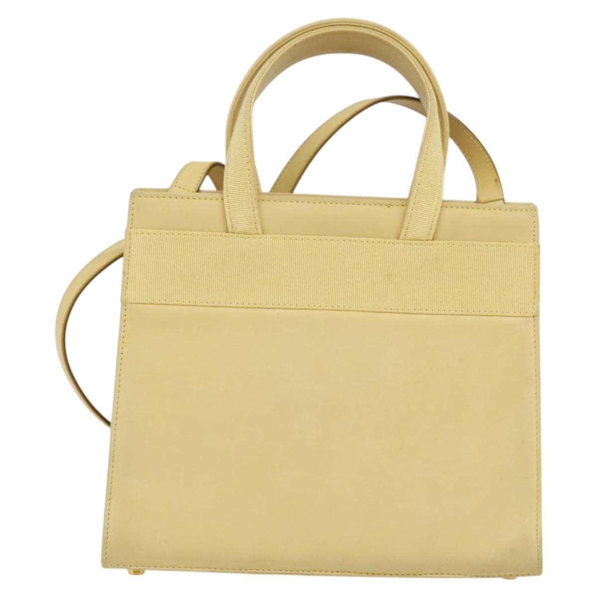 Salvatore Ferragamo Vala Hand Bag Suede Beige Gold Auth BA1438
