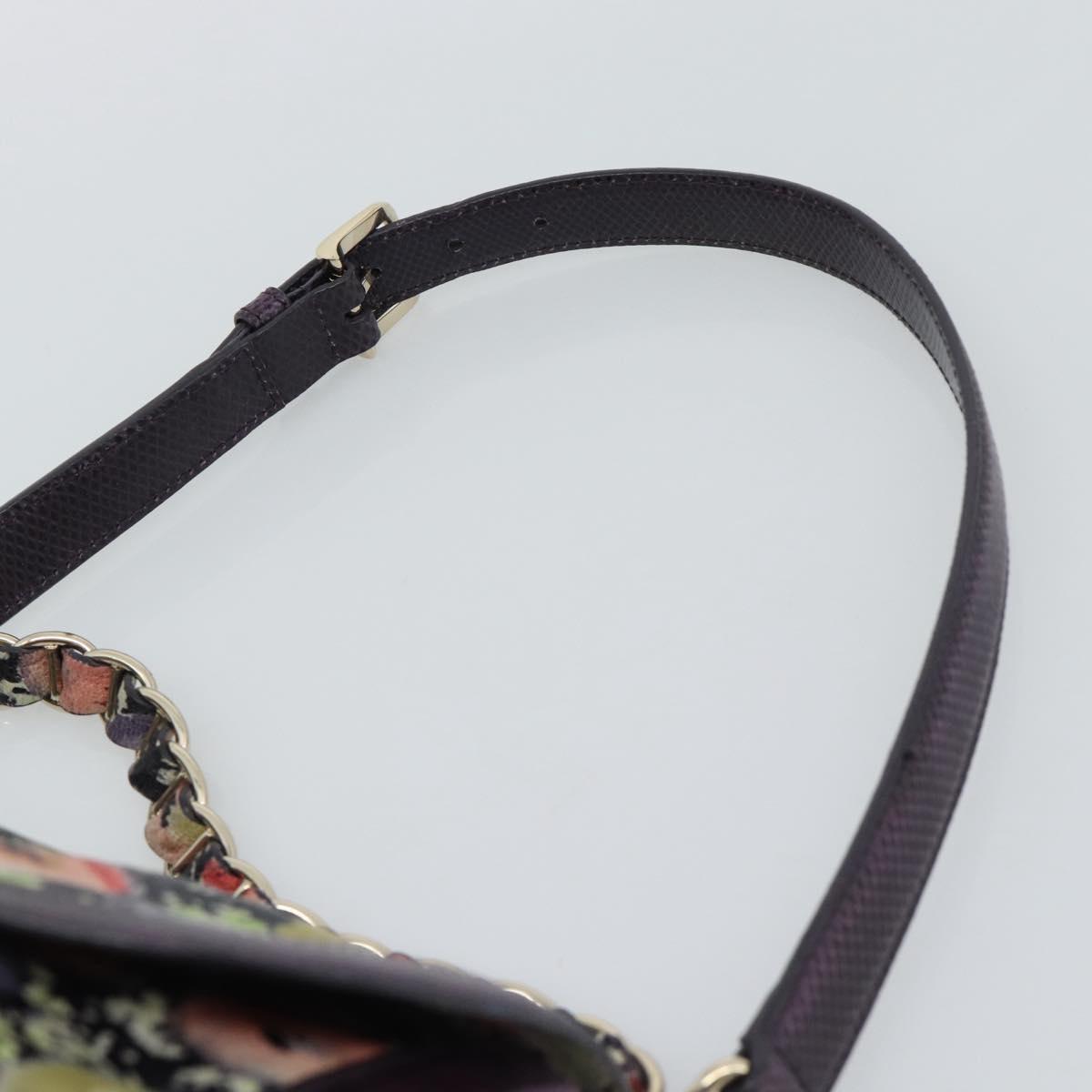 BALLY Hand Bag Leather Purple Gold Auth BA14389A