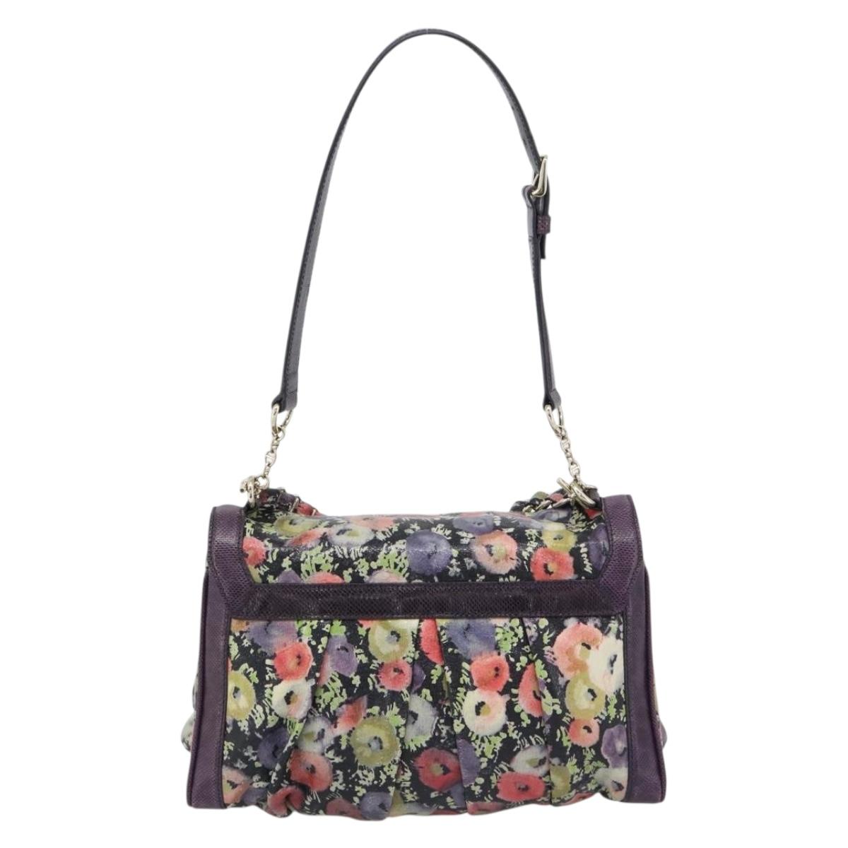 BALLY Hand Bag Leather Purple Gold Auth BA14389A