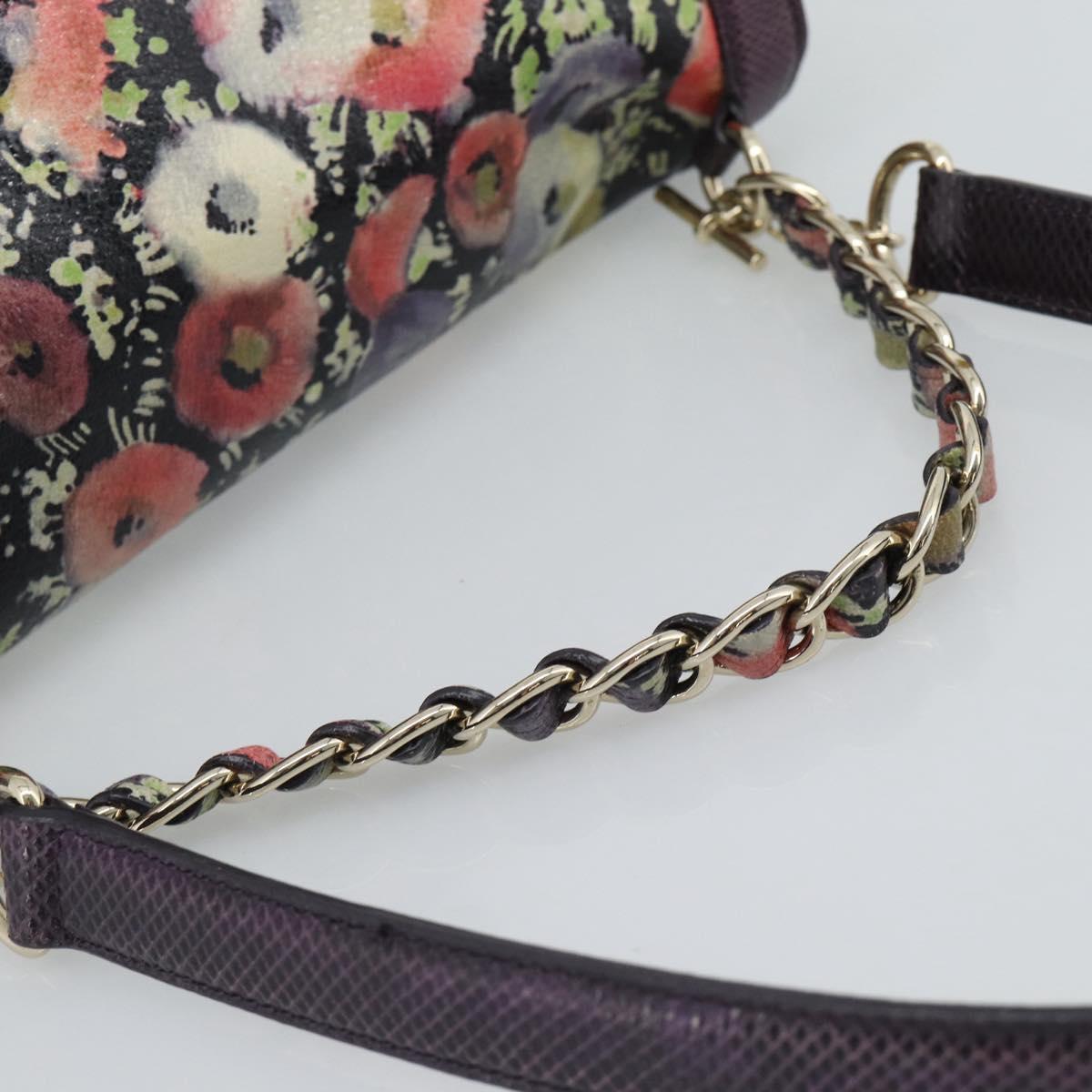 BALLY Hand Bag Leather Purple Gold Auth BA14389A