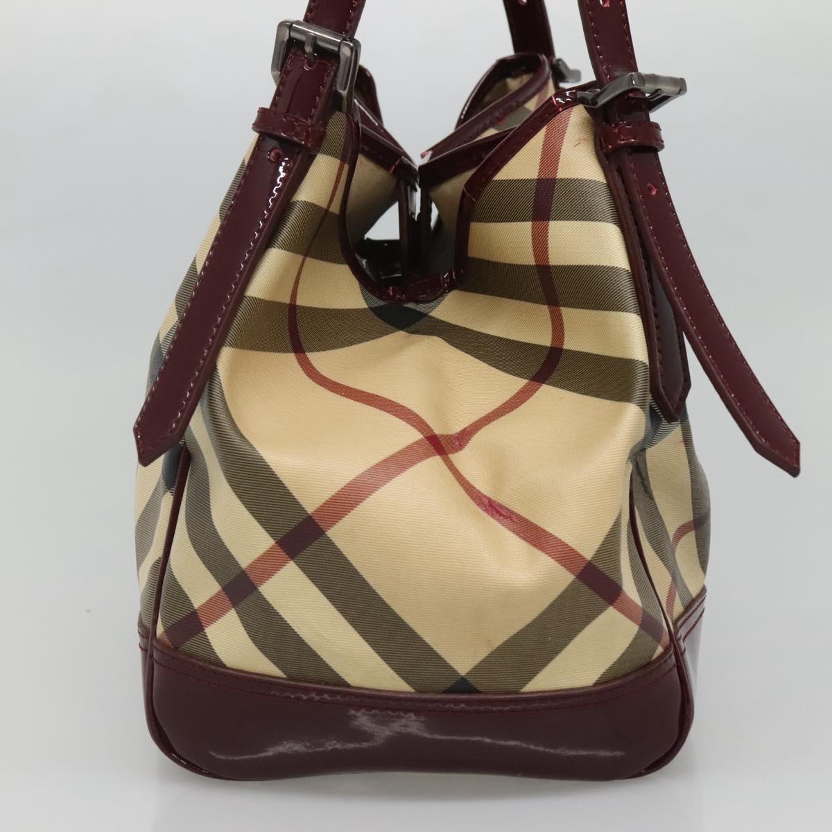 BURBERRY Nova Check Shoulder Bag PVC Beige Silver Auth BA1439