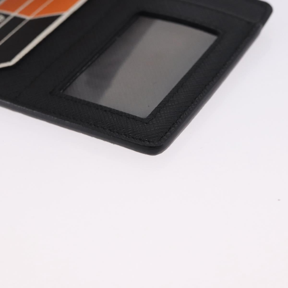 PRADA Card Case Safiano leather Black Silver 2MC122 Auth BA14392A