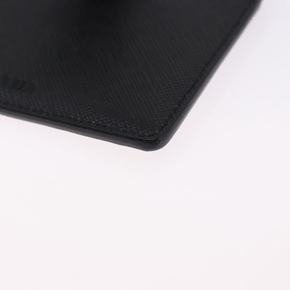 PRADA Card Case Safiano leather Black Silver 2MC122 Auth BA14392A