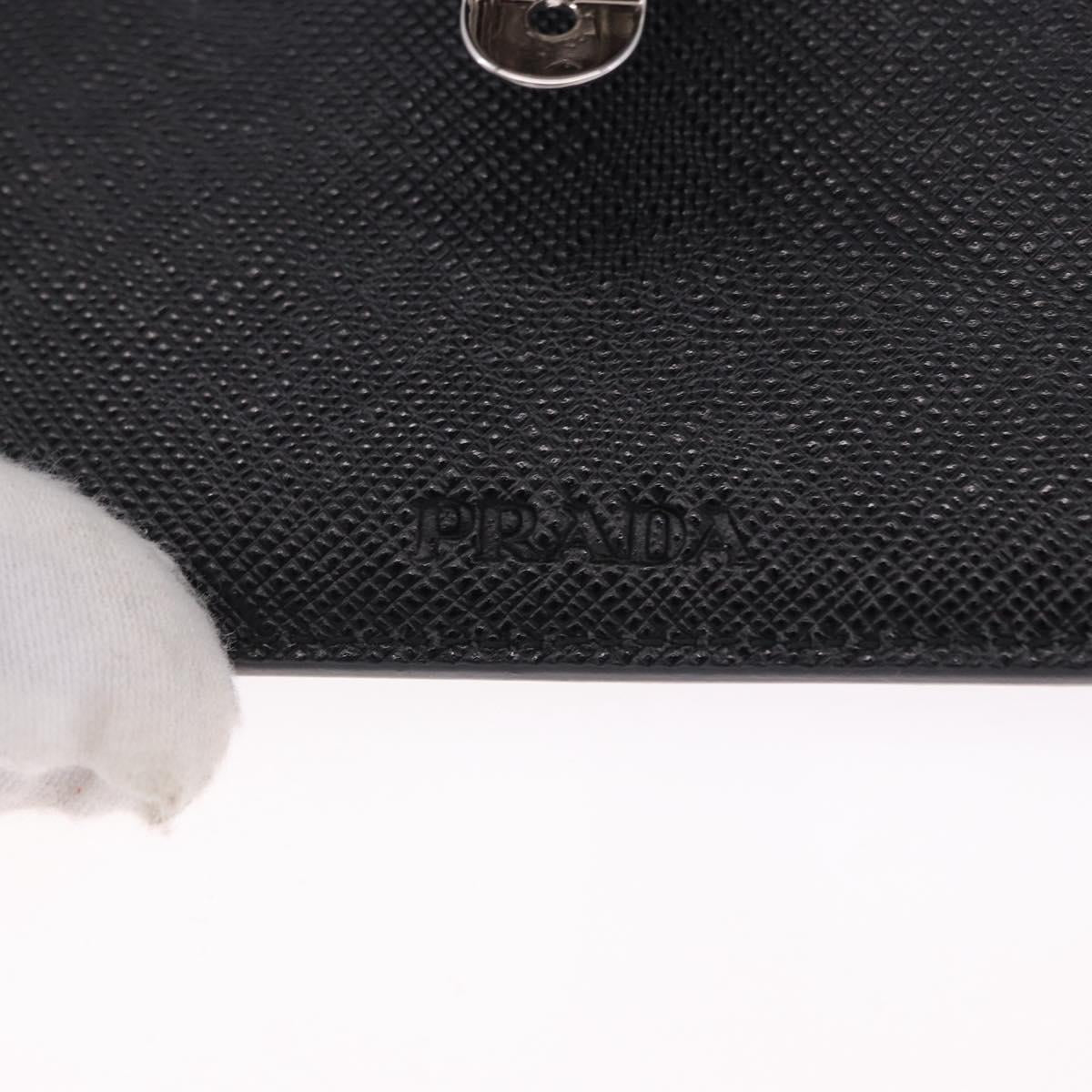 PRADA Card Case Safiano leather Black Silver 2MC122 Auth BA14392A