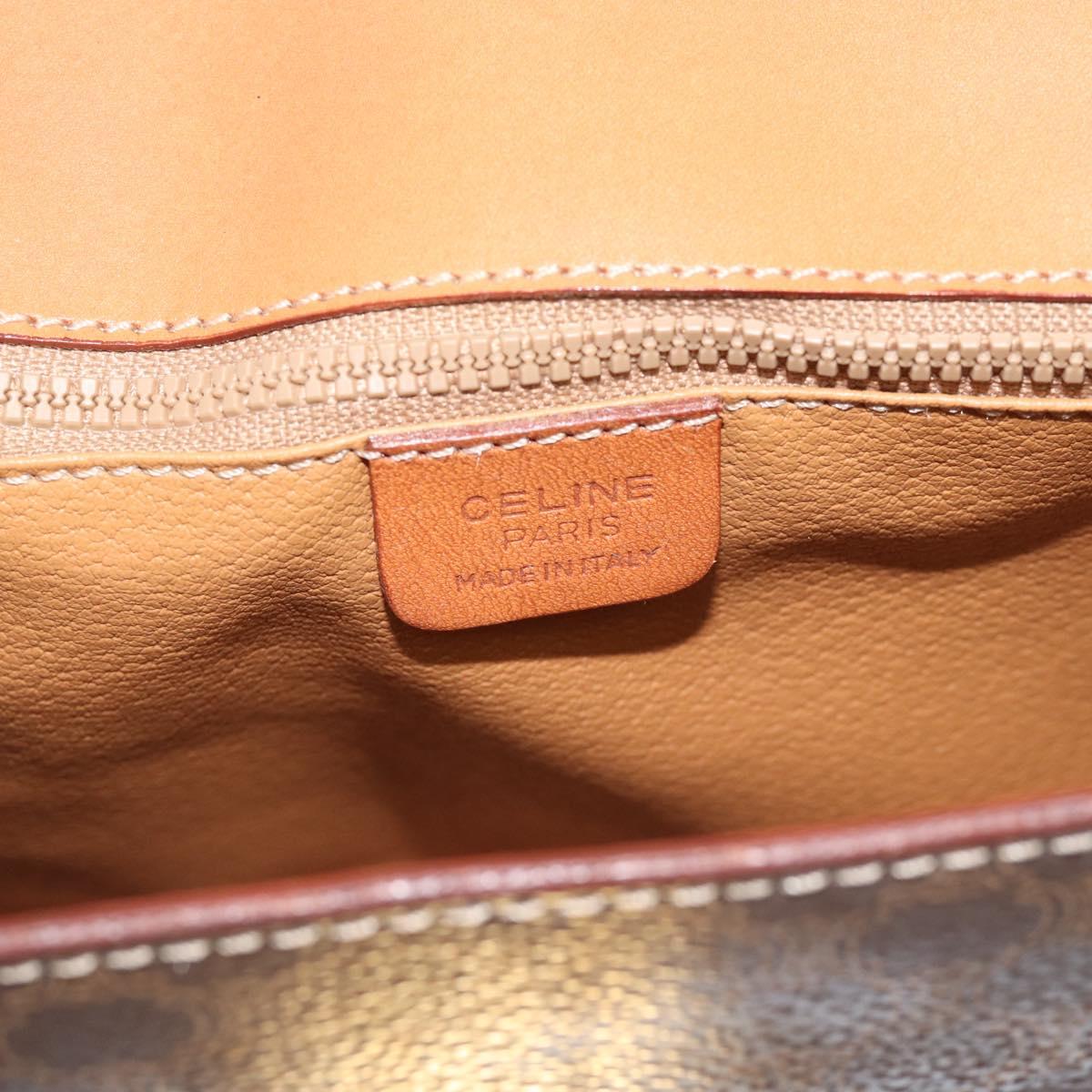 CELINE Macadam Canvas Shoulder Bag PVC Leather Brown Gold Auth BA14393
