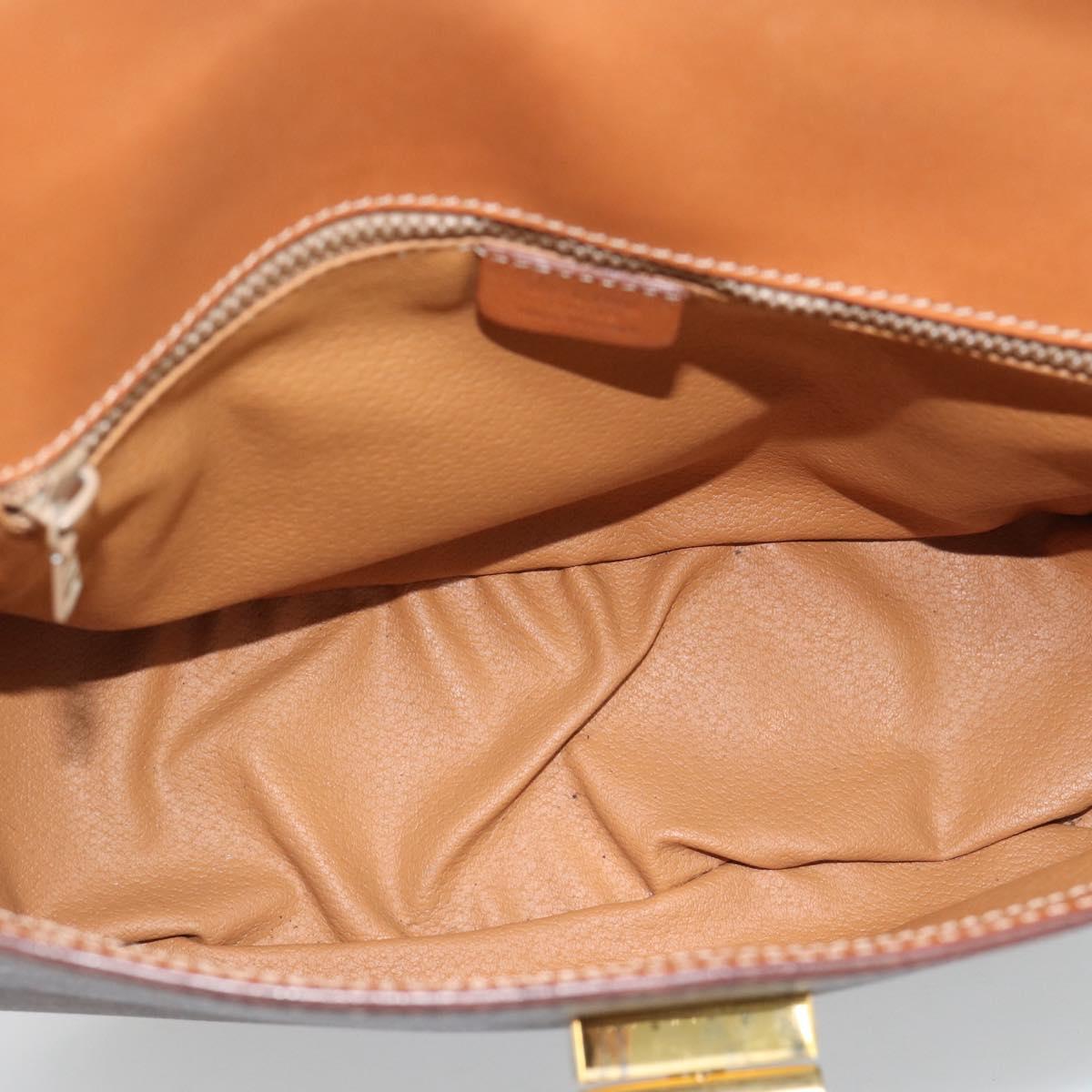 CELINE Macadam Canvas Shoulder Bag PVC Leather Brown Gold Auth BA14393