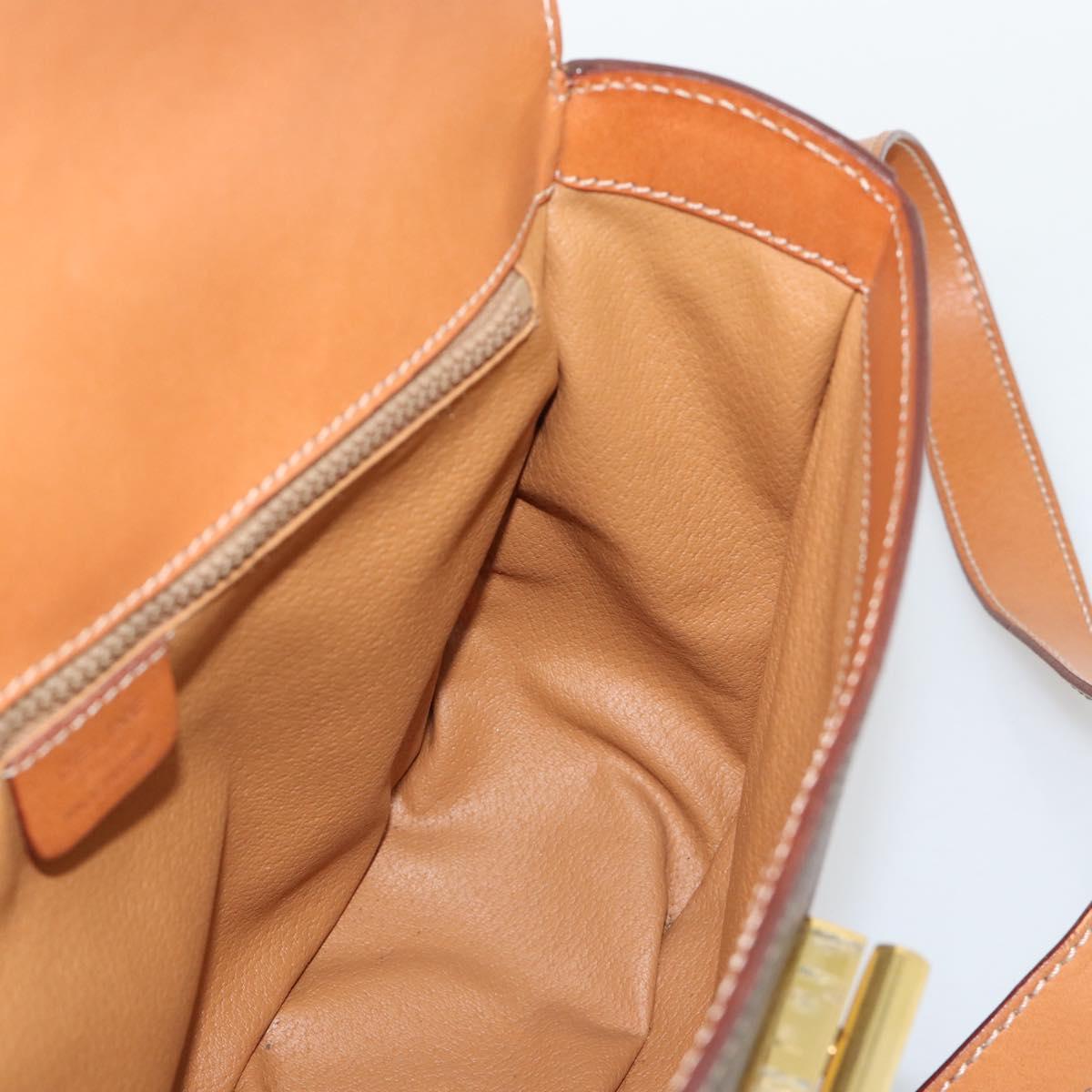 CELINE Macadam Canvas Shoulder Bag PVC Leather Brown Gold Auth BA14393