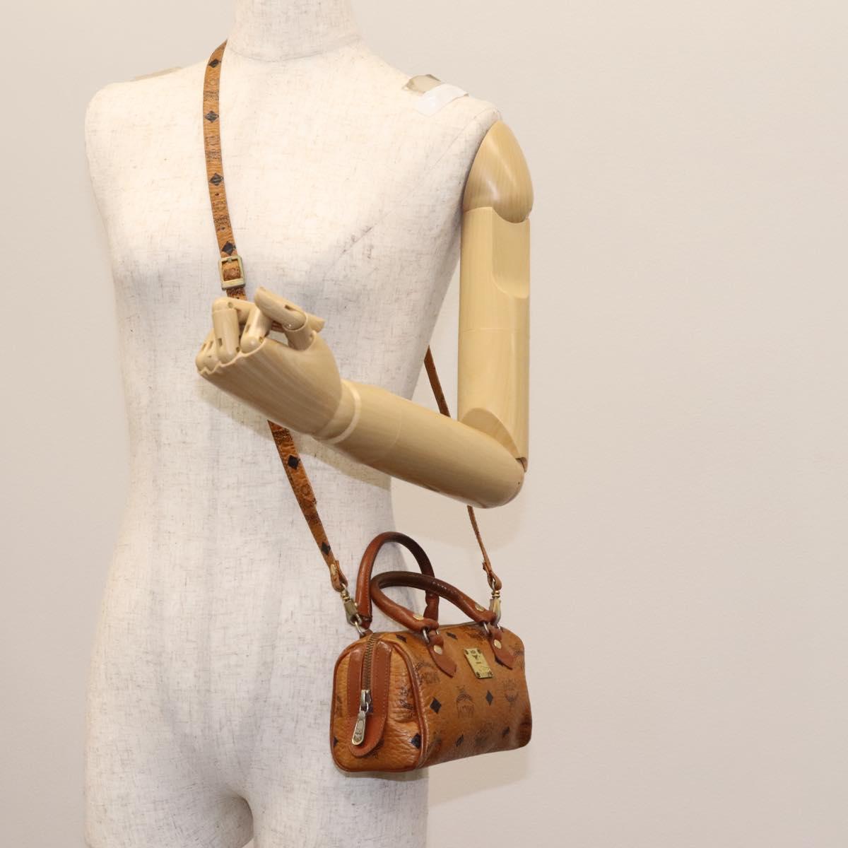 MCM Logogram Vicetos Hand Bag PVC Leather 2way Brown Gold Auth BA1440