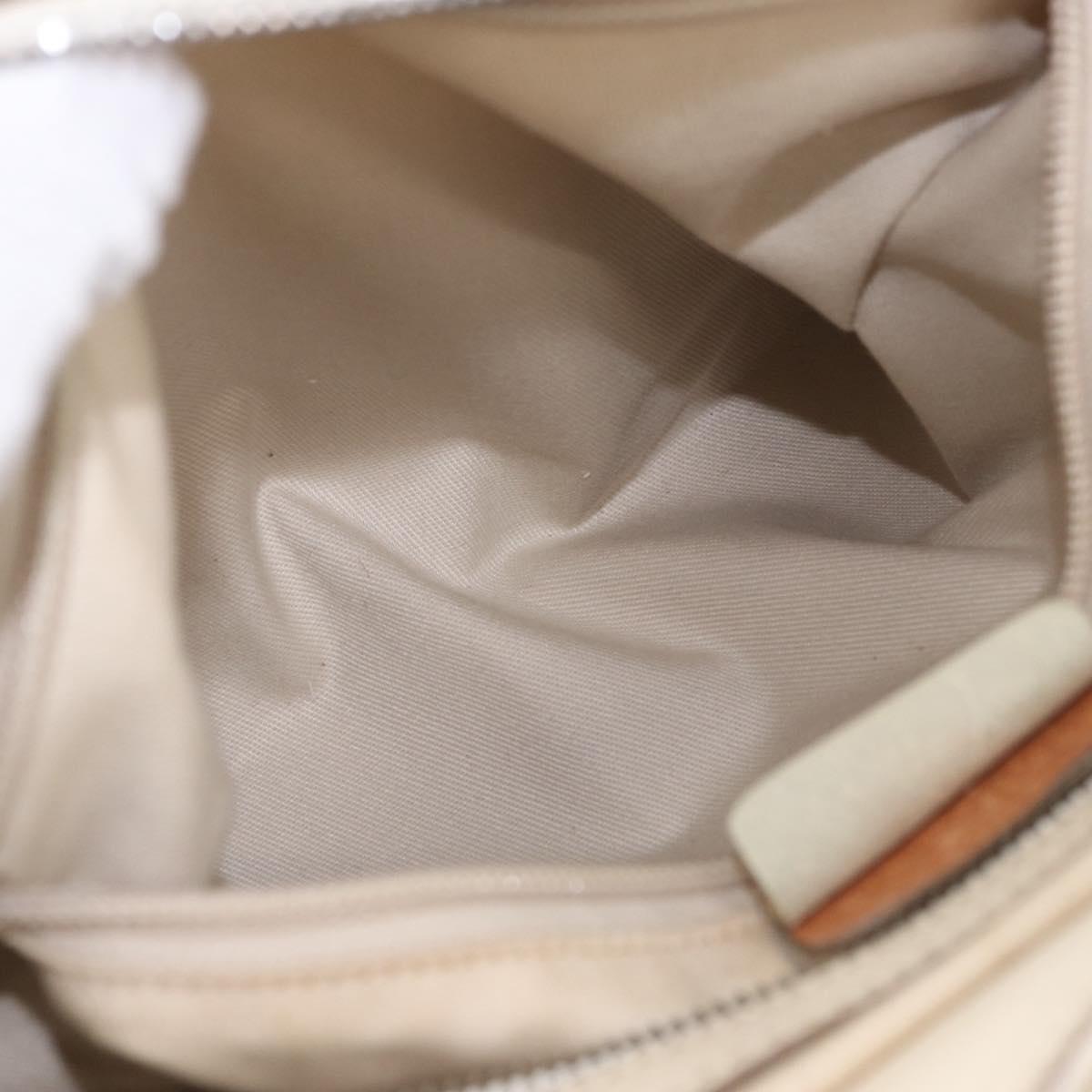 Salvatore Ferragamo Gancini Hand Bag Leather White Gold Auth BA14402