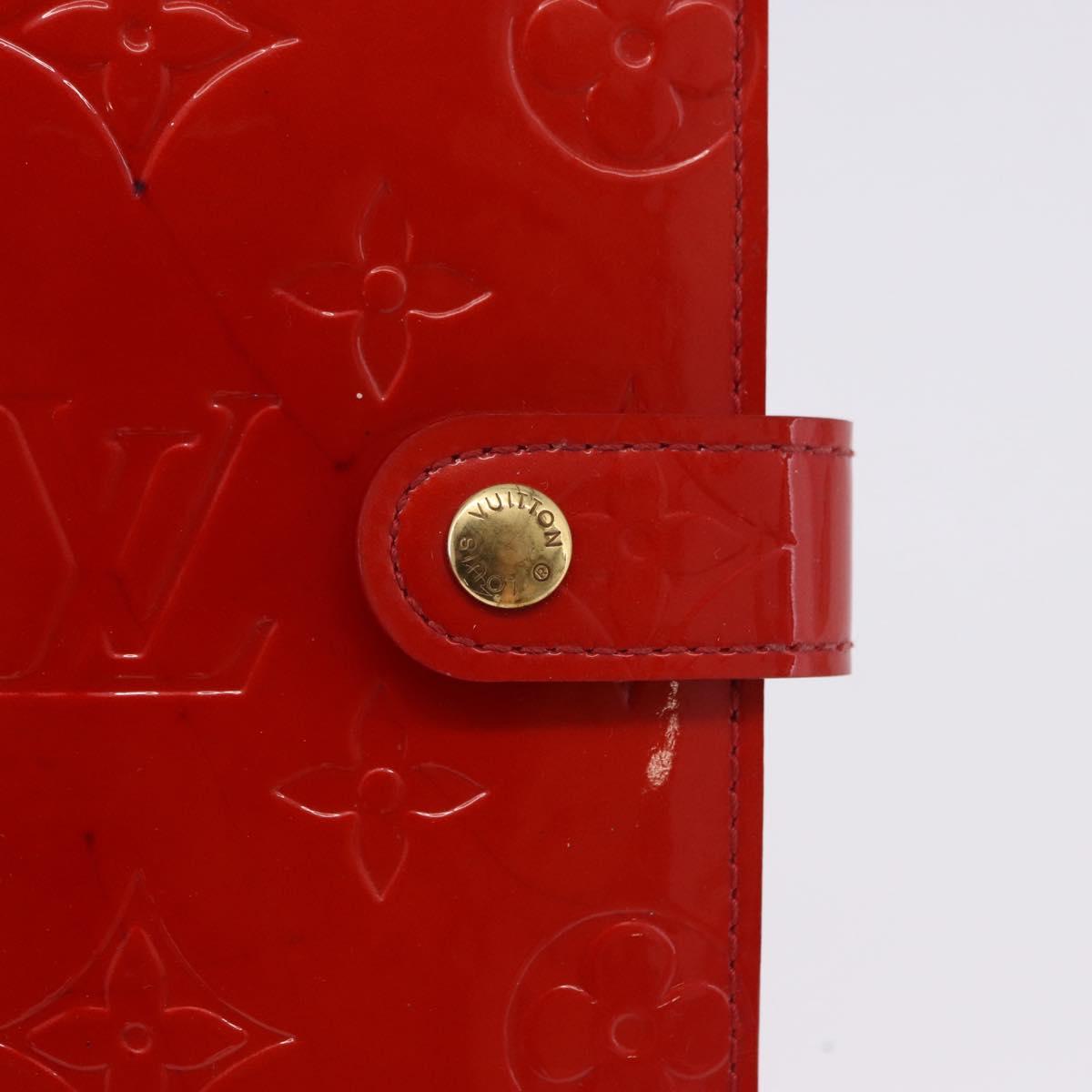 LOUIS VUITTON Monogram Vernis Agenda PM Planner Cover Red R21016 Auth BA14403