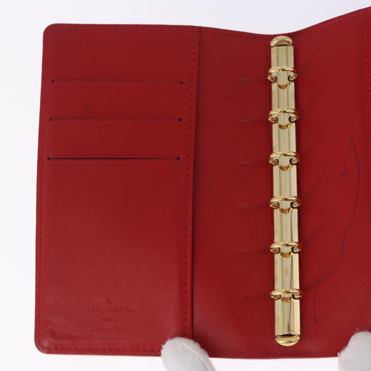LOUIS VUITTON Monogram Vernis Agenda PM Planner Cover Red R21016 Auth BA14403