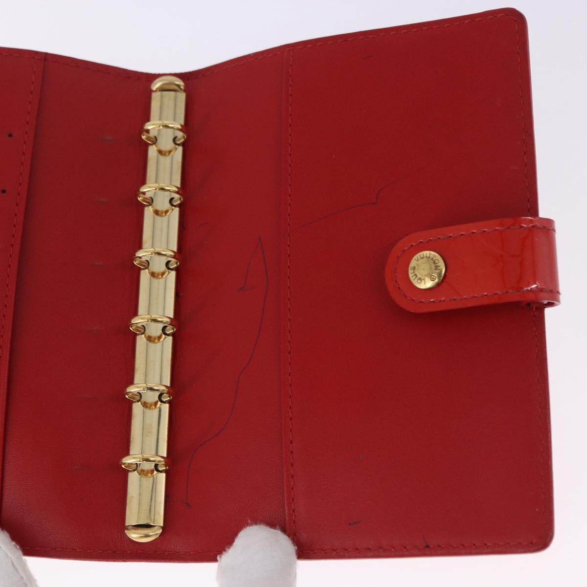 LOUIS VUITTON Monogram Vernis Agenda PM Planner Cover Red R21016 Auth BA14403