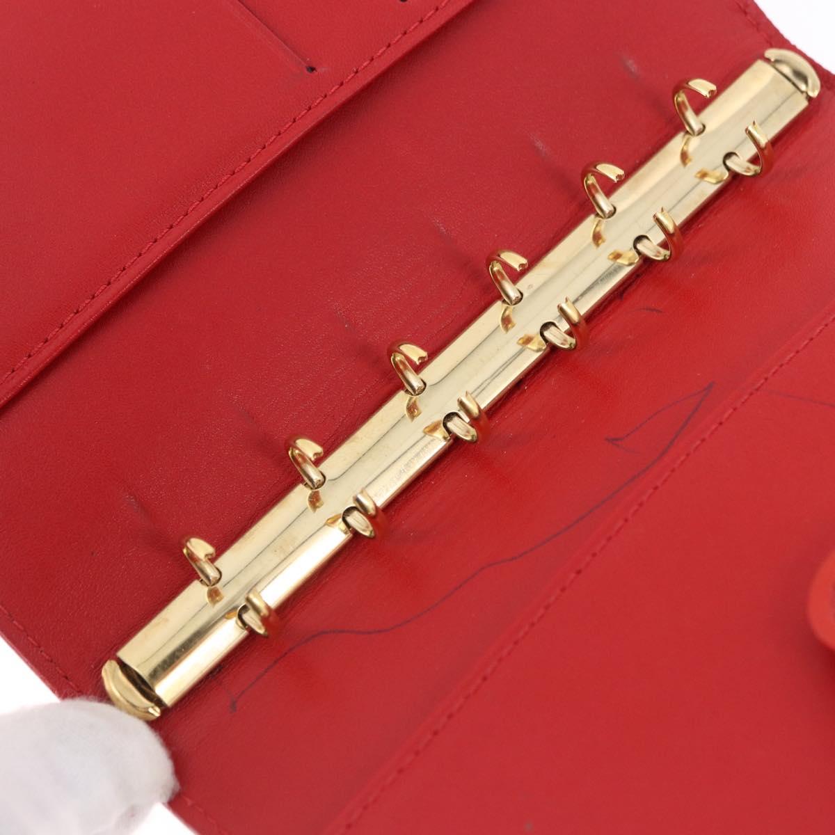 LOUIS VUITTON Monogram Vernis Agenda PM Planner Cover Red R21016 Auth BA14403
