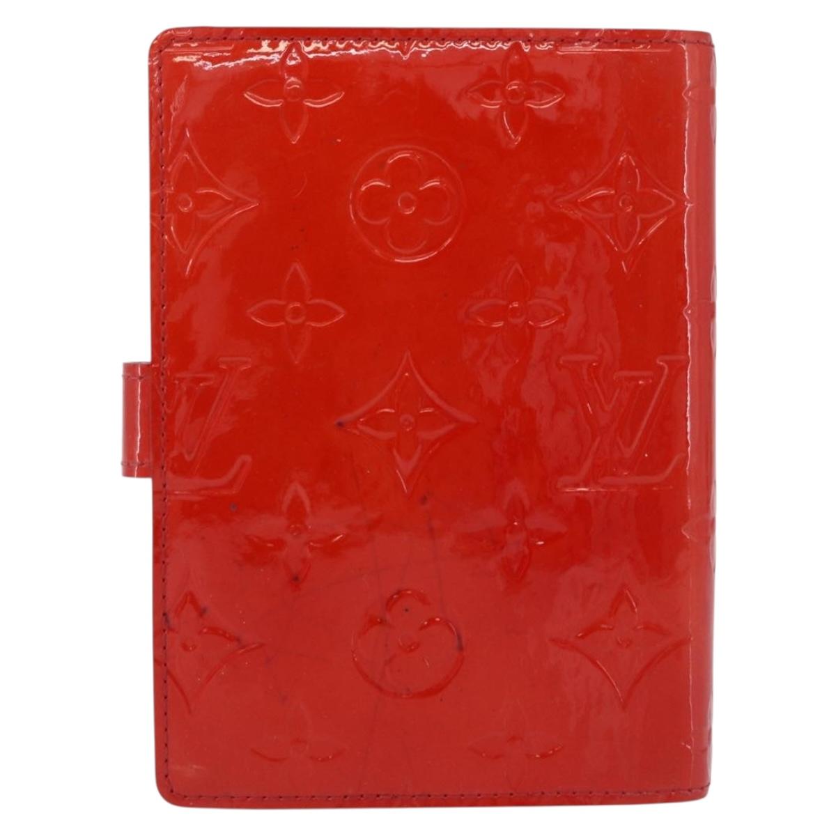 LOUIS VUITTON Monogram Vernis Agenda PM Planner Cover Red R21016 Auth BA14403