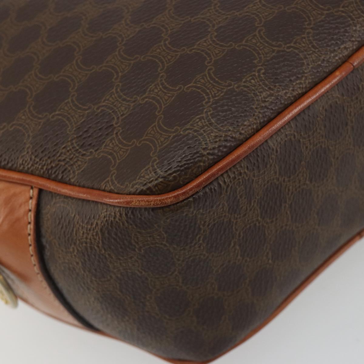 CELINE Macadam Canvas Shoulder Bag PVC Leather Brown Gold Auth BA14407A