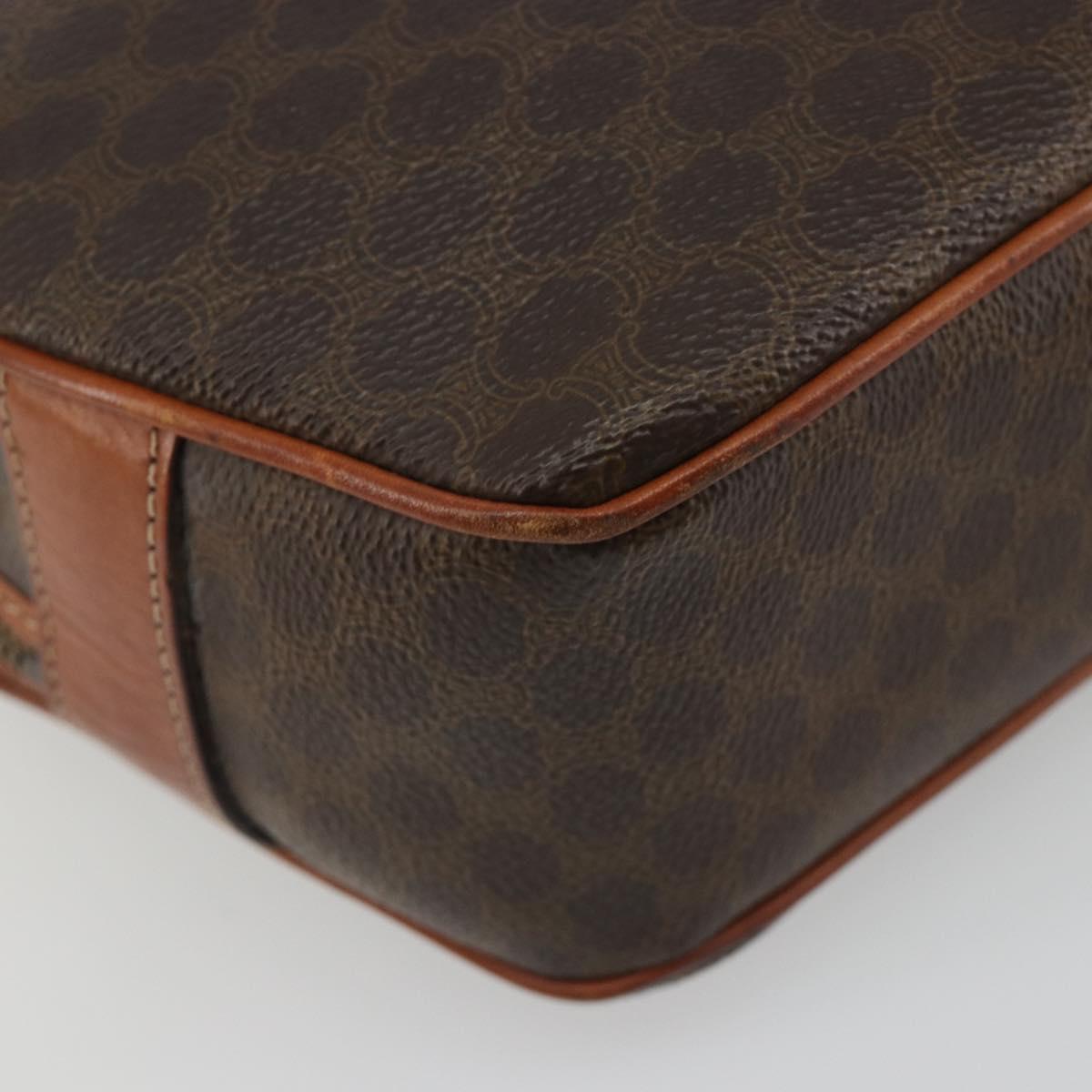 CELINE Macadam Canvas Shoulder Bag PVC Leather Brown Gold Auth BA14407A