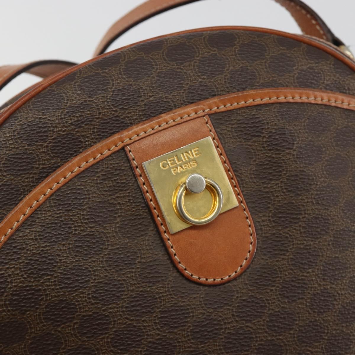 CELINE Macadam Canvas Shoulder Bag PVC Leather Brown Gold Auth BA14407A