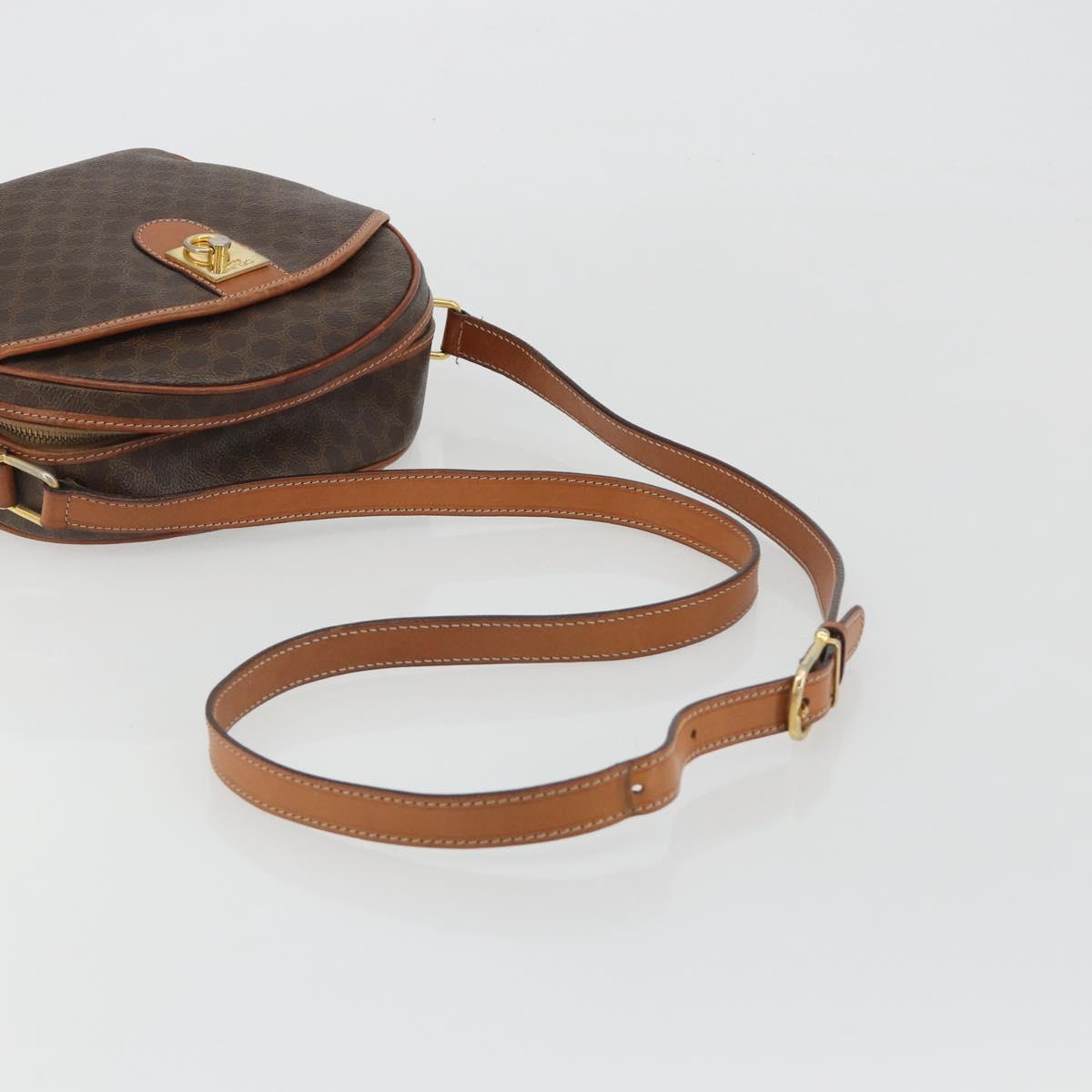 CELINE Macadam Canvas Shoulder Bag PVC Leather Brown Gold Auth BA14407A