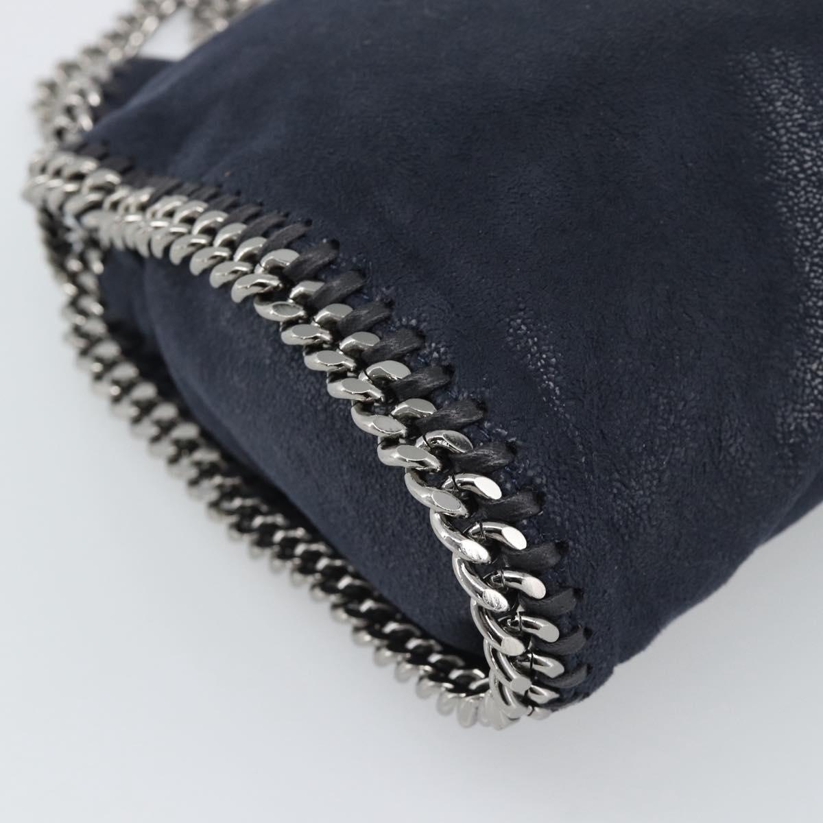 Stella MacCartney Chain Falabella Bag polyester Navy Silver 371223 Auth BA14409A