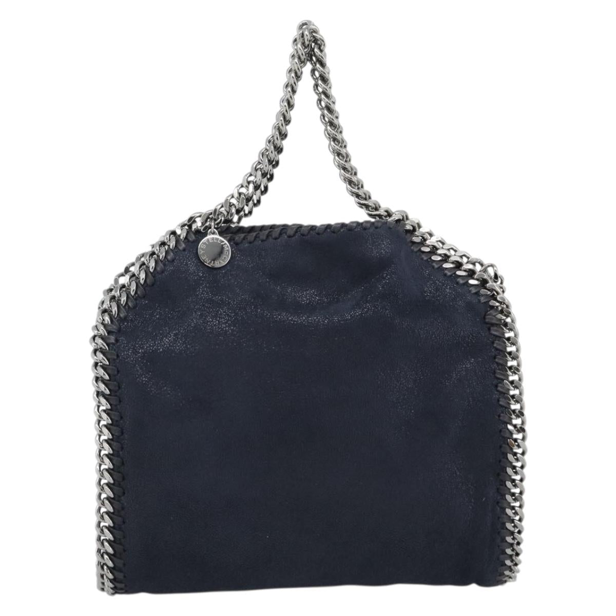 Stella MacCartney Chain Falabella Bag polyester Navy Silver 371223 Auth BA14409A