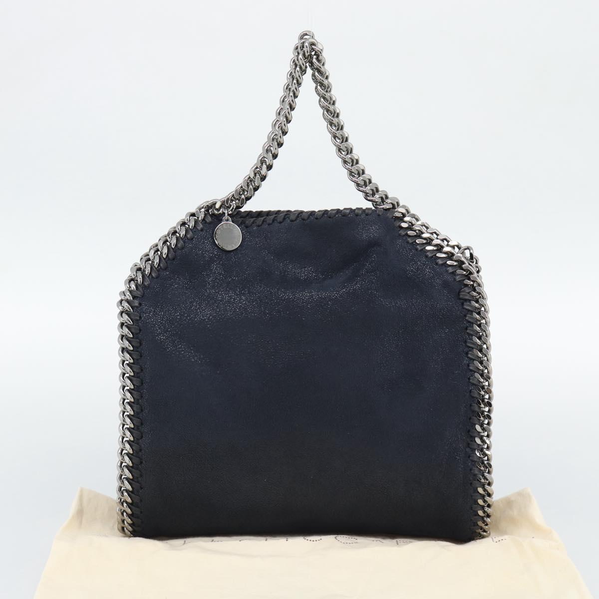 Stella MacCartney Chain Falabella Bag polyester Navy Silver 371223 Auth BA14409A