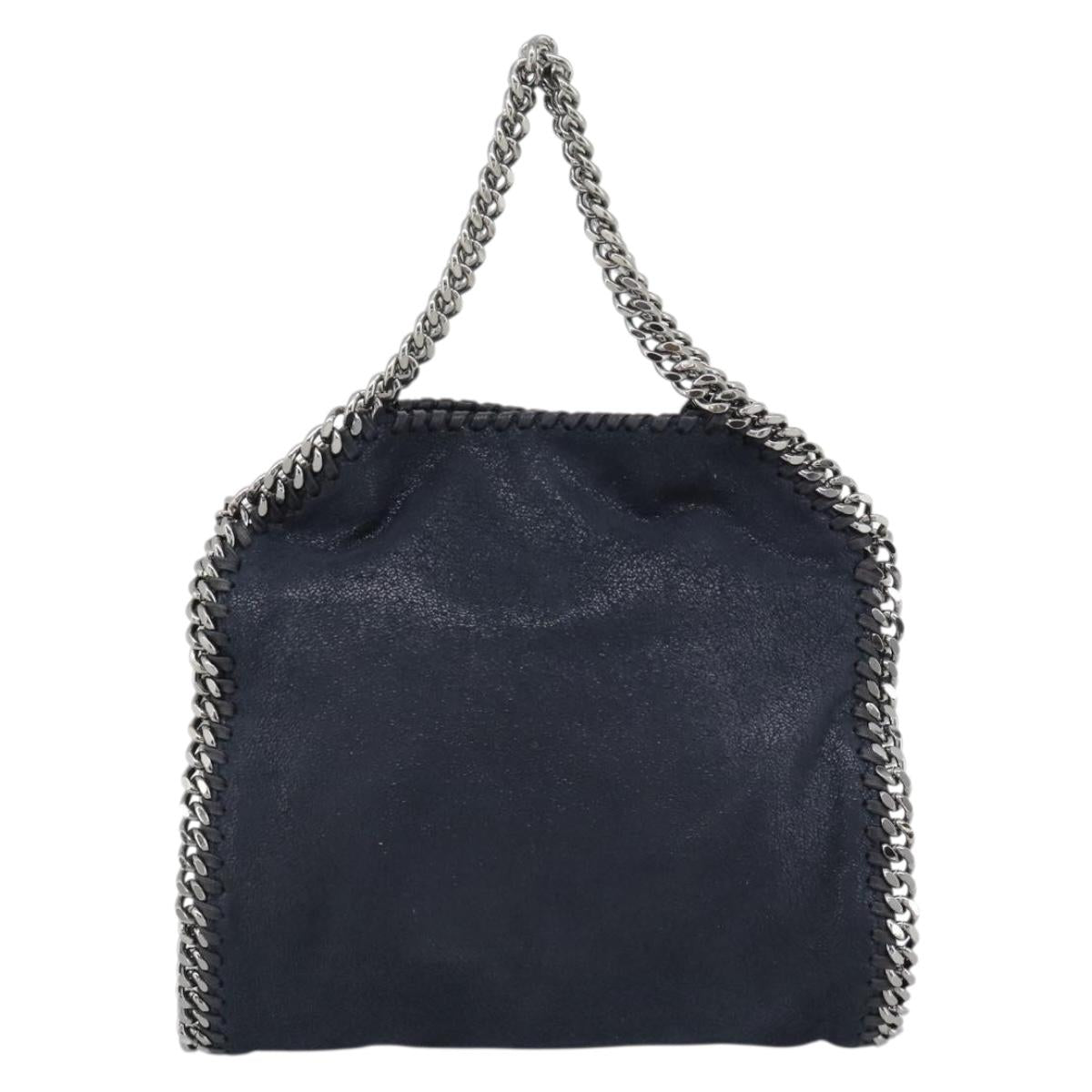 Stella MacCartney Chain Falabella Bag polyester Navy Silver 371223 Auth BA14409A