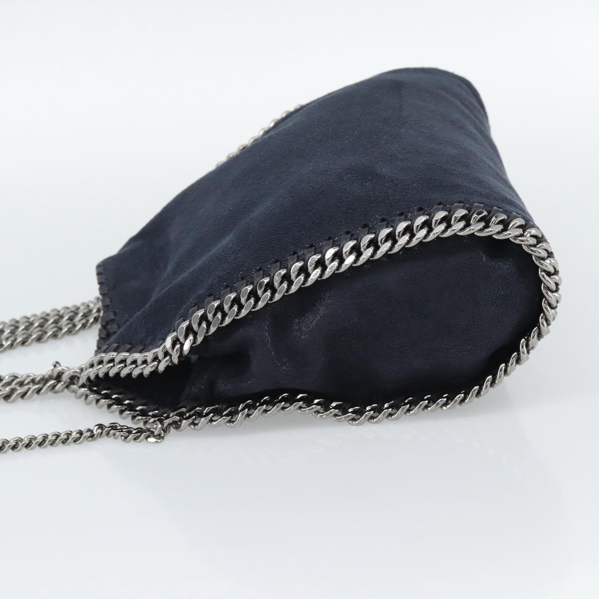 Stella MacCartney Chain Falabella Bag polyester Navy Silver 371223 Auth BA14409A