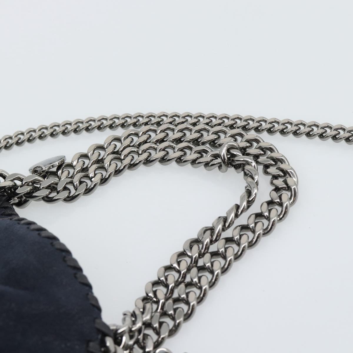 Stella MacCartney Chain Falabella Bag polyester Navy Silver 371223 Auth BA14409A