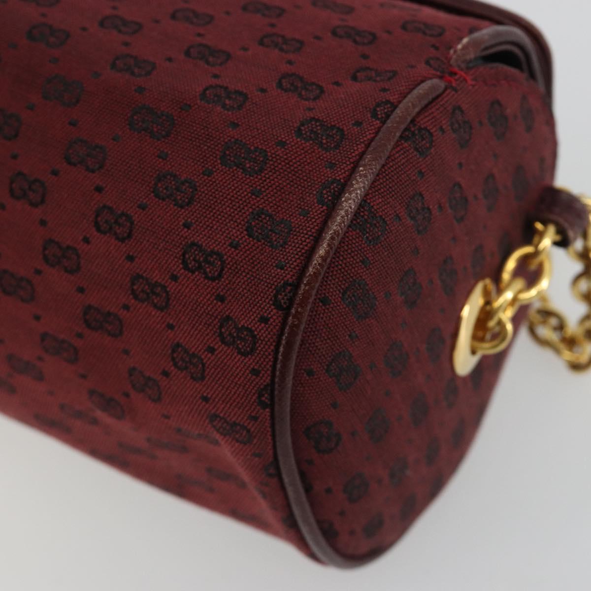GUCCI Micro GG Canvas Chain Shoulder Bag Red Gold Auth BA14413