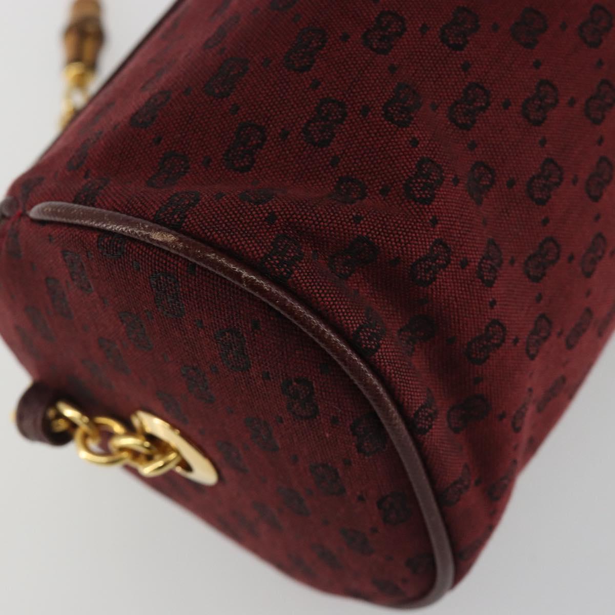 GUCCI Micro GG Canvas Chain Shoulder Bag Red Gold Auth BA14413