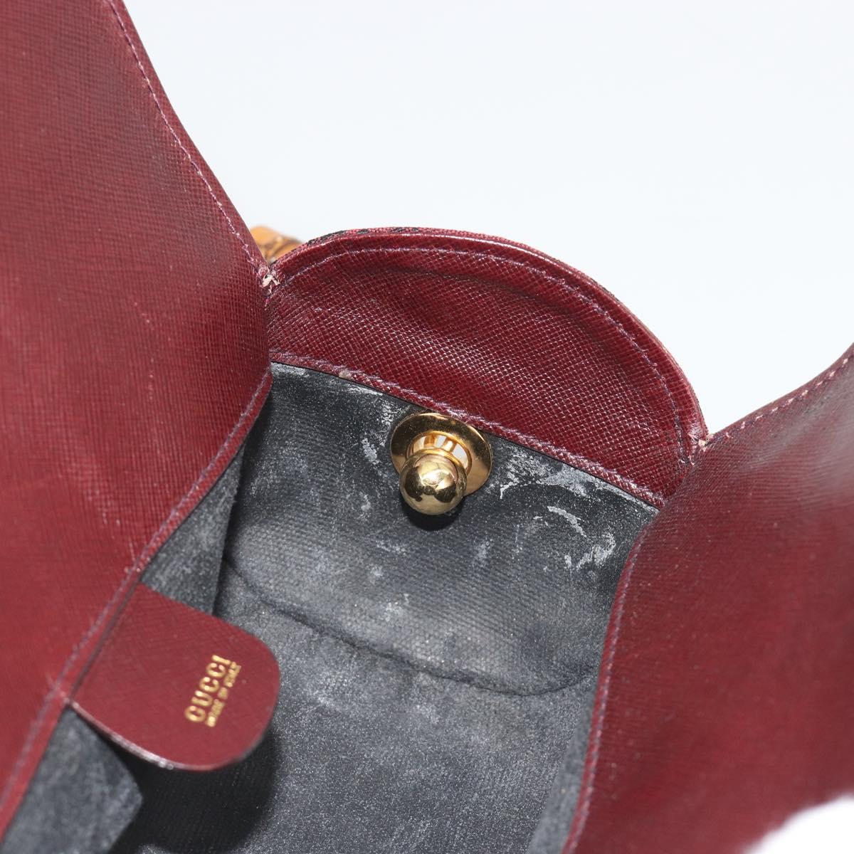 GUCCI Micro GG Canvas Chain Shoulder Bag Red Gold Auth BA14413