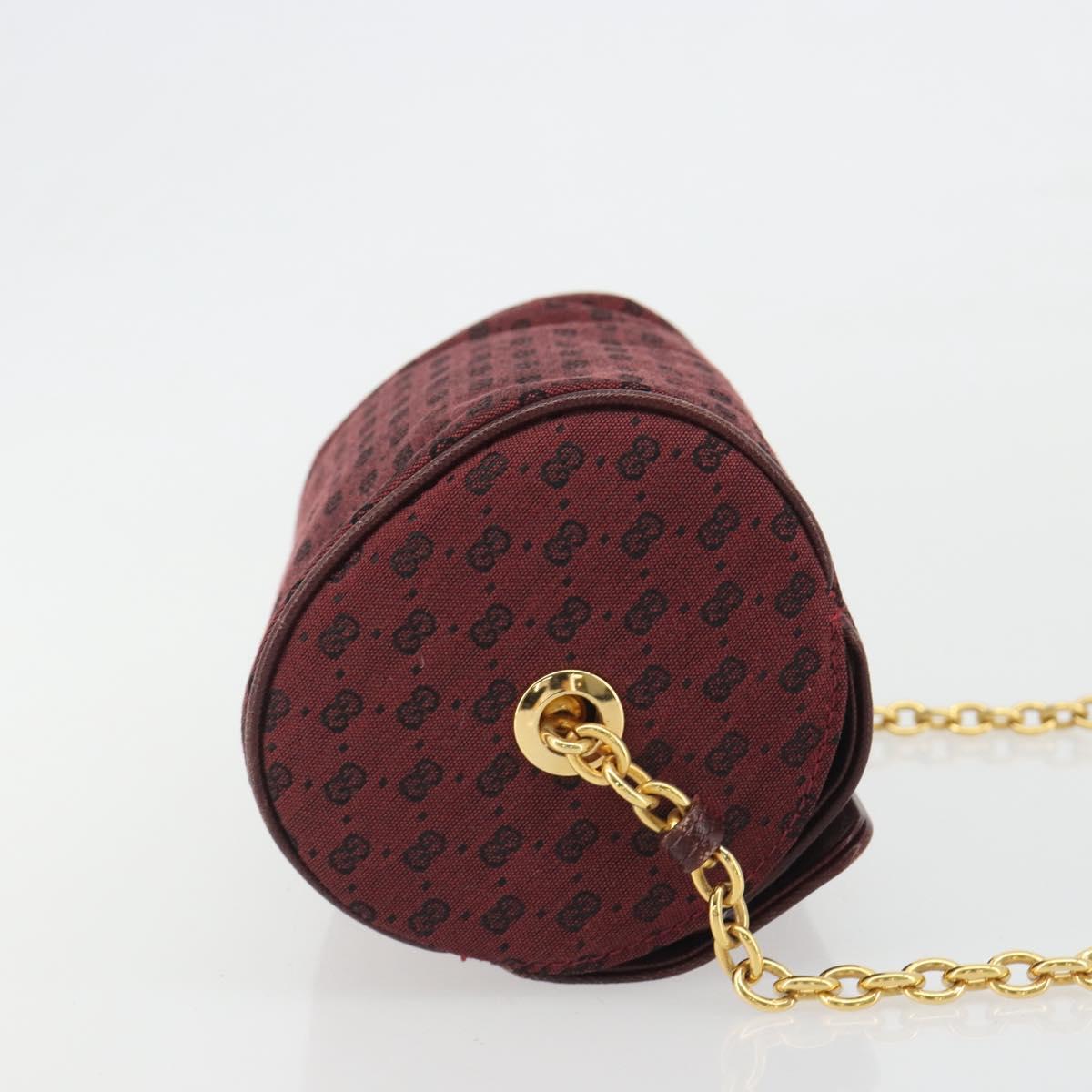 GUCCI Micro GG Canvas Chain Shoulder Bag Red Gold Auth BA14413