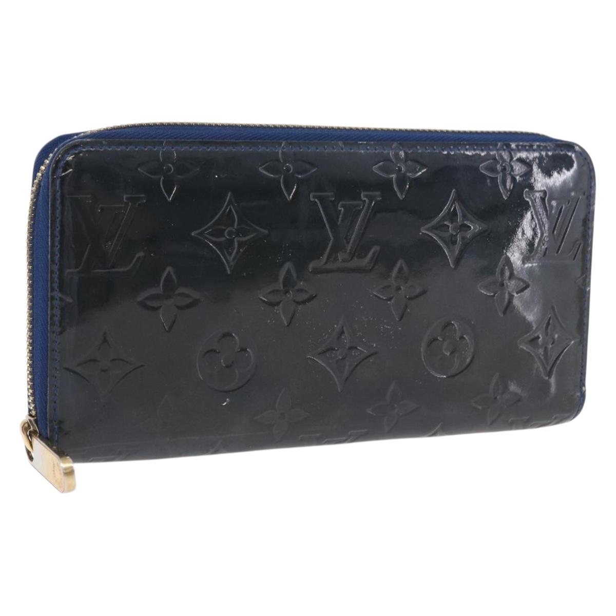 LOUIS VUITTON Monogram Vernis Zippy Long Wallet Grand blue M90047 Auth BA14414