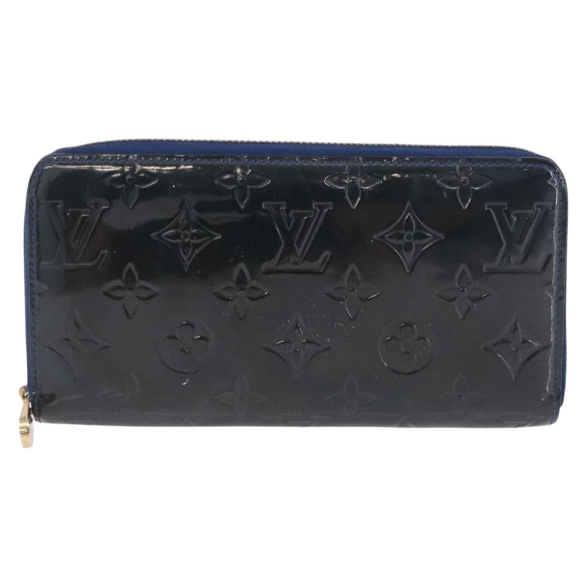 LOUIS VUITTON Monogram Vernis Zippy Long Wallet Grand blue M90047 Auth BA14414