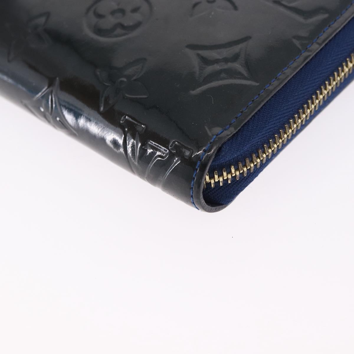LOUIS VUITTON Monogram Vernis Zippy Long Wallet Grand blue M90047 Auth BA14414