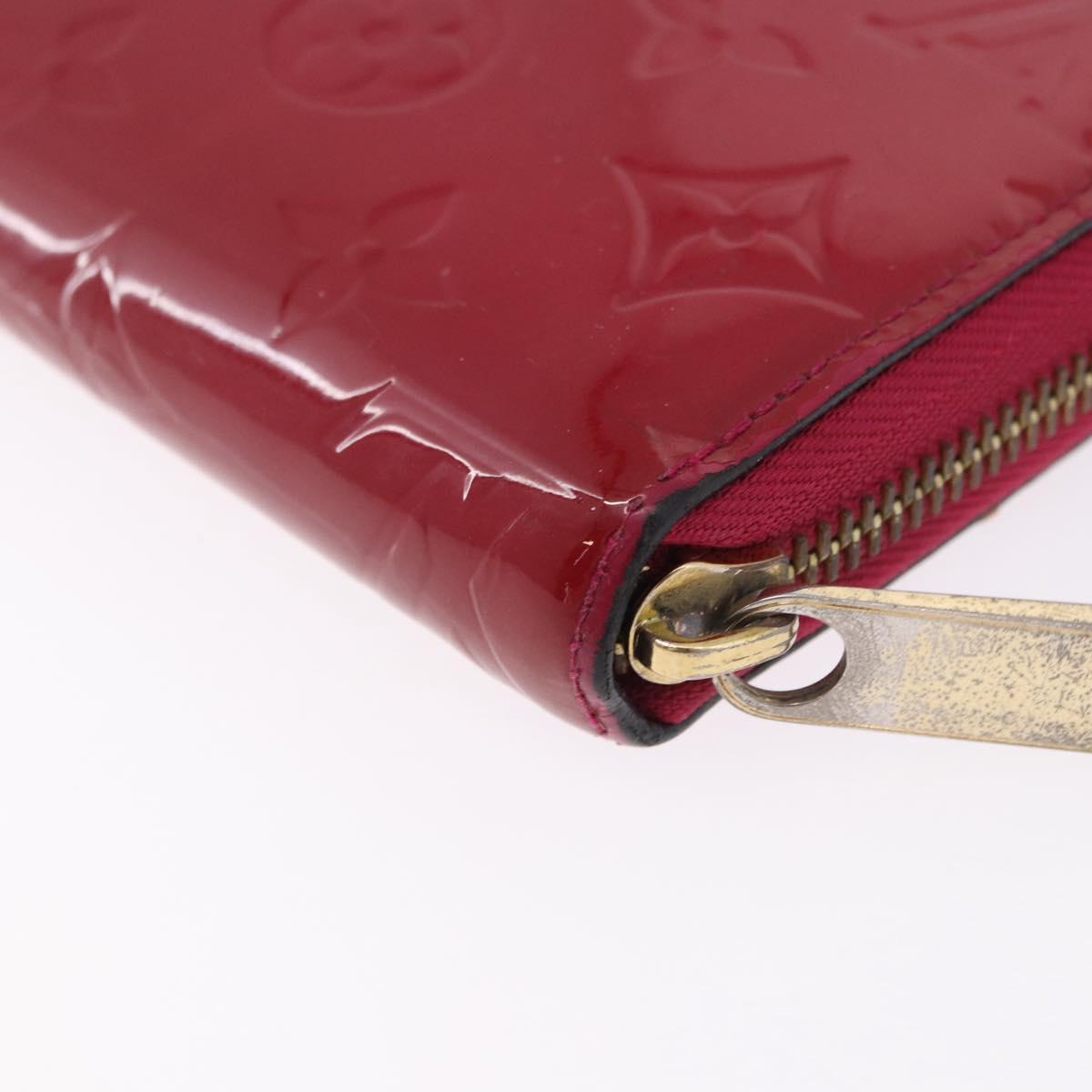LOUIS VUITTON Monogram Vernis Zippy Long Wallet Rose Andian M91597 Auth BA14415