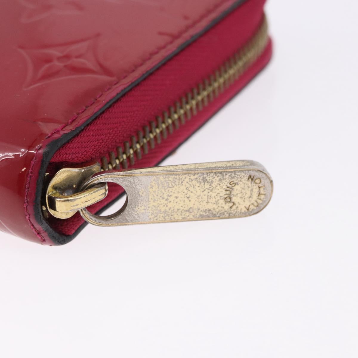 LOUIS VUITTON Monogram Vernis Zippy Long Wallet Rose Andian M91597 Auth BA14415