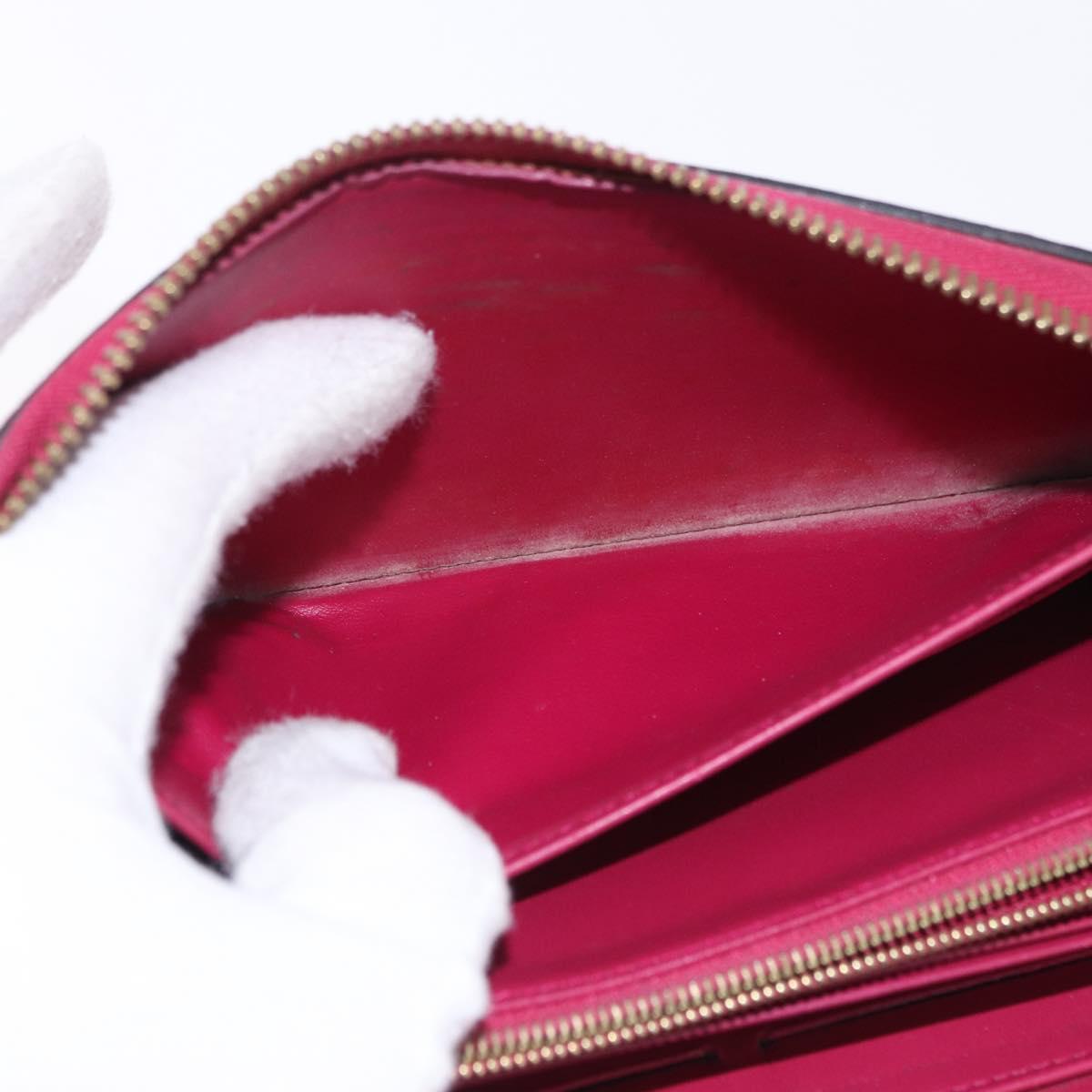 LOUIS VUITTON Monogram Vernis Zippy Long Wallet Rose Andian M91597 Auth BA14415