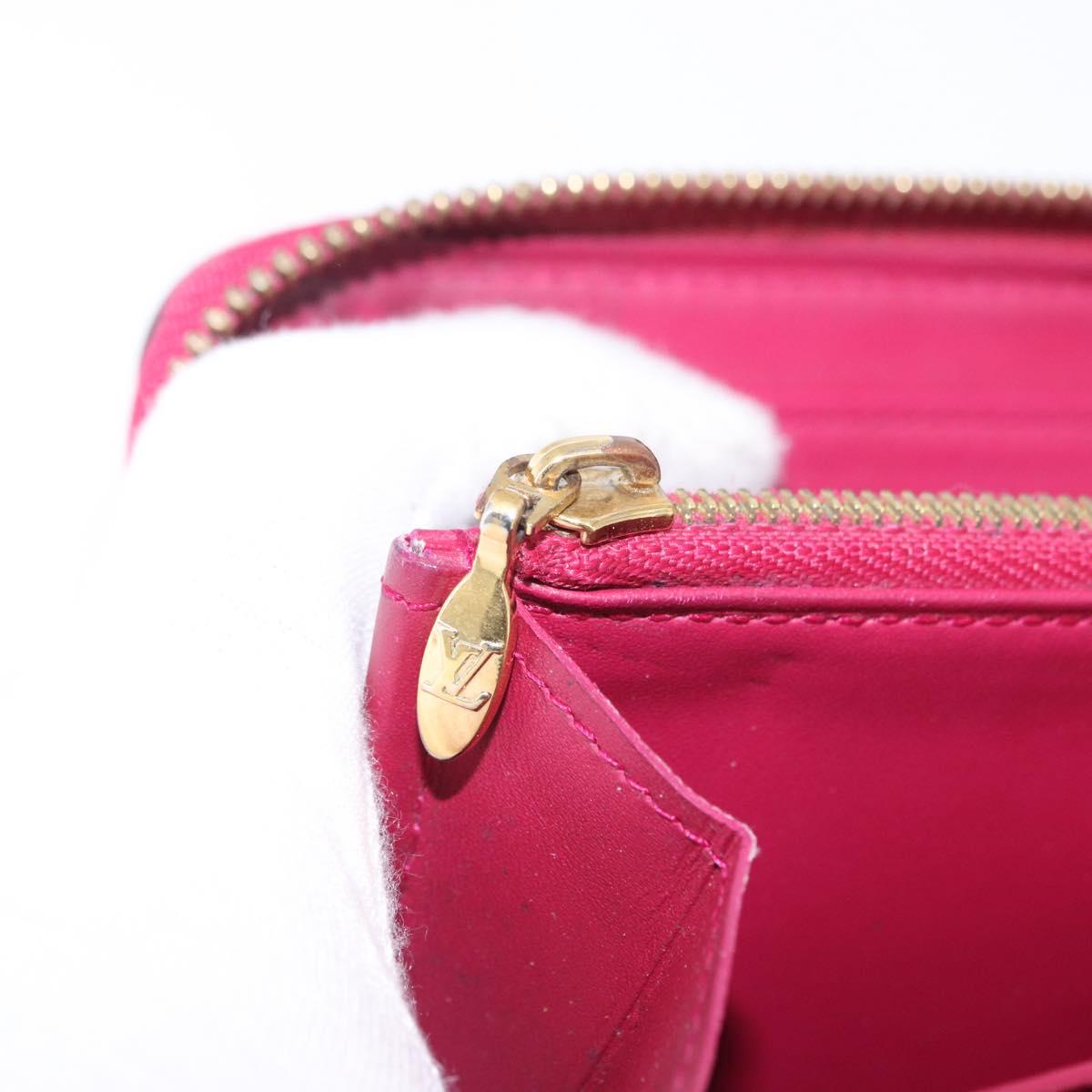 LOUIS VUITTON Monogram Vernis Zippy Long Wallet Rose Andian M91597 Auth BA14415