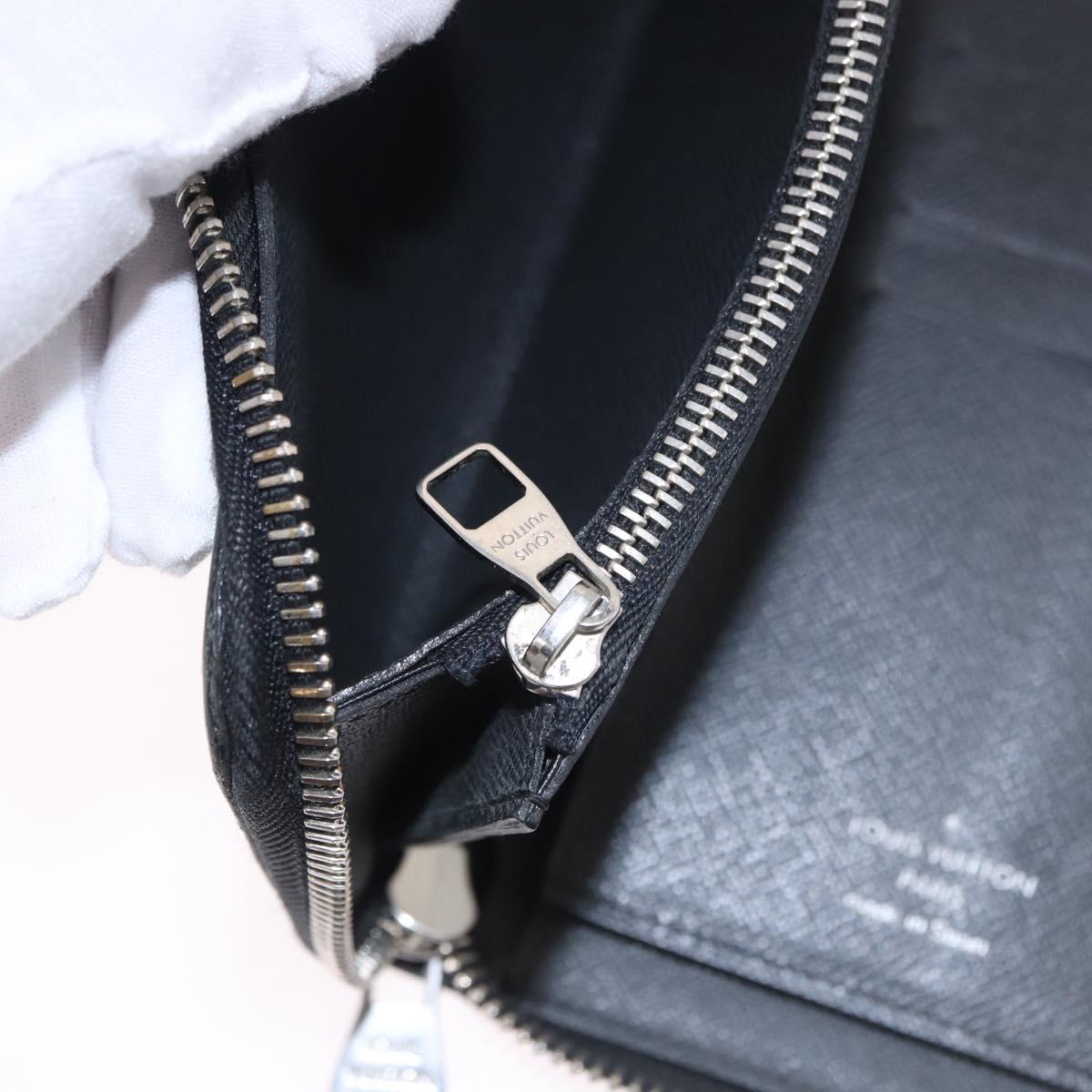 LOUIS VUITTON Taiga Zippy Wallet Vertical Wallet Ardoise M32822 LV Auth BA14417