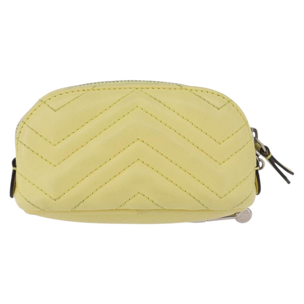GUCCI GG Marmont Pouch Leather Yellow Silver 625691 Auth BA14419A