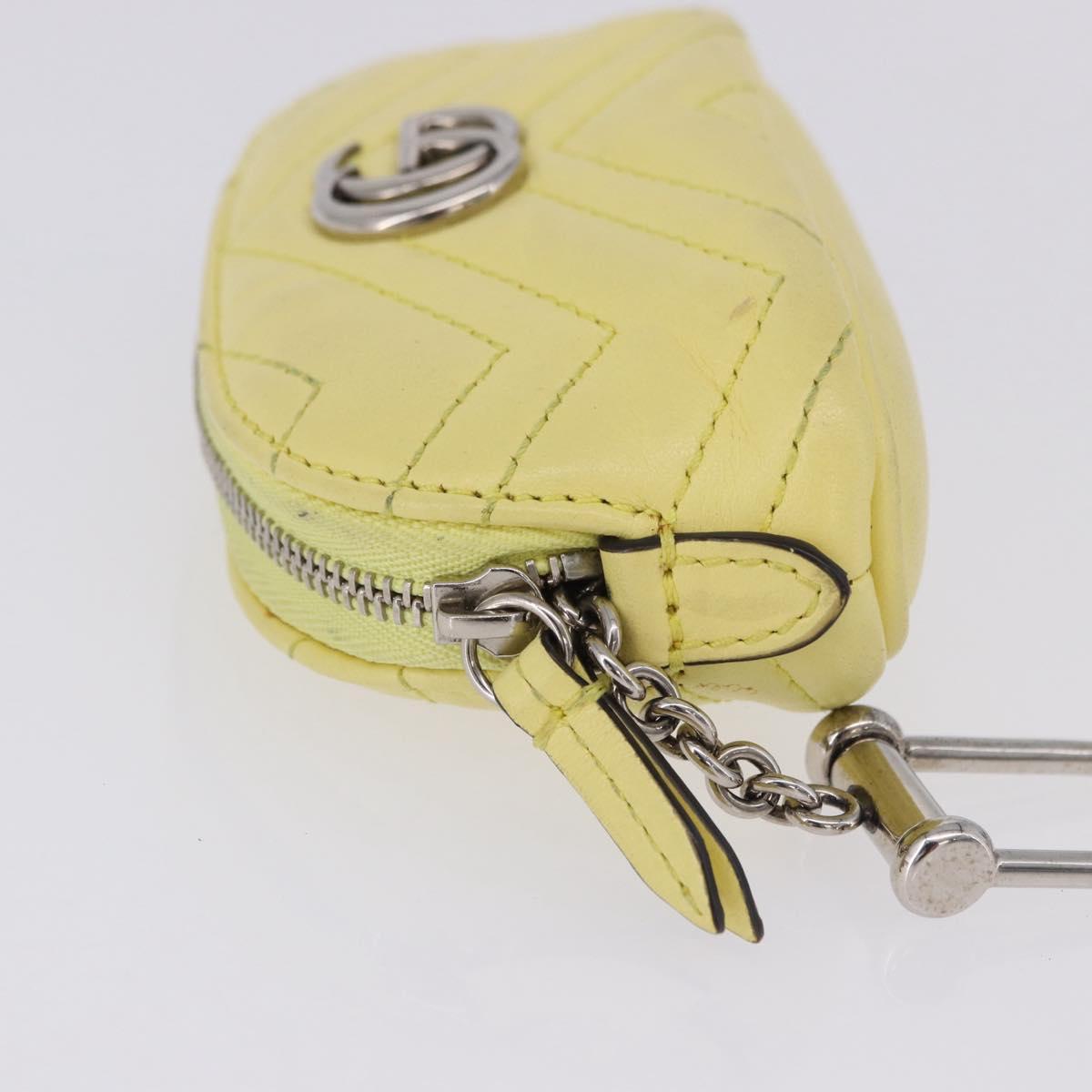 GUCCI GG Marmont Pouch Leather Yellow Silver 625691 Auth BA14419A