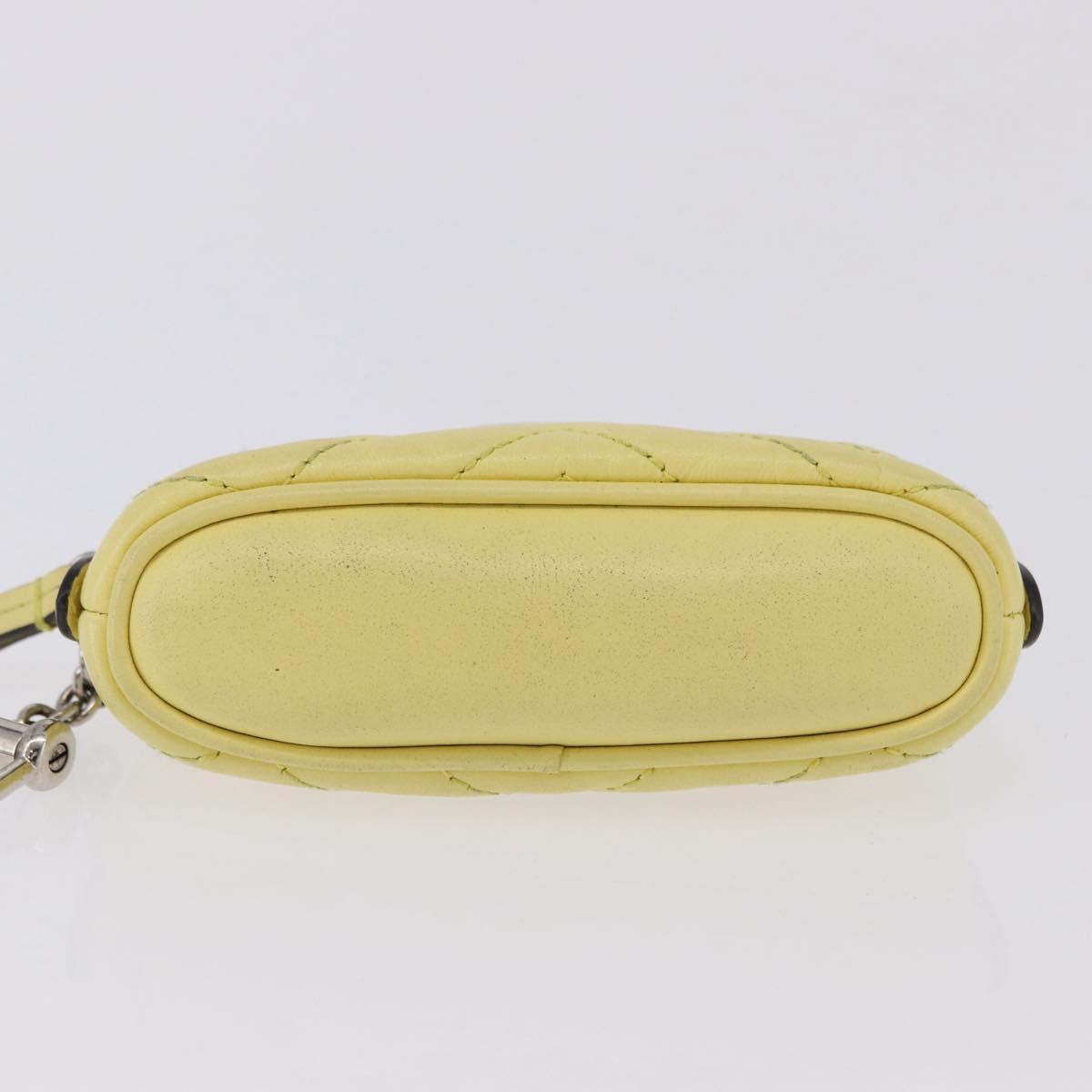 GUCCI GG Marmont Pouch Leather Yellow Silver 625691 Auth BA14419A