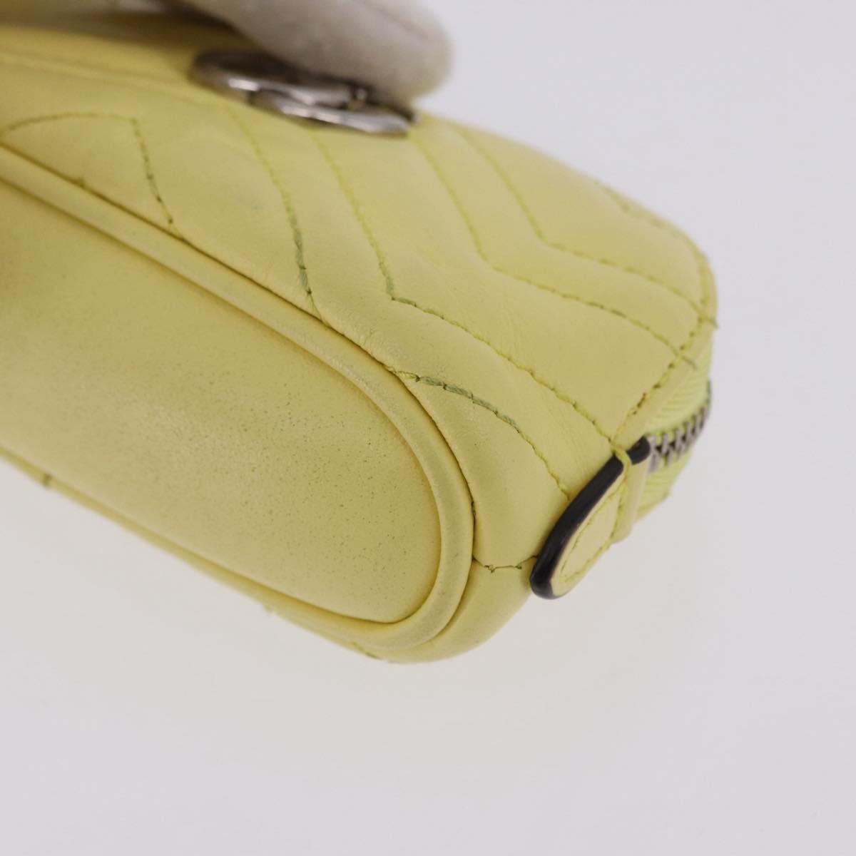 GUCCI GG Marmont Pouch Leather Yellow Silver 625691 Auth BA14419A